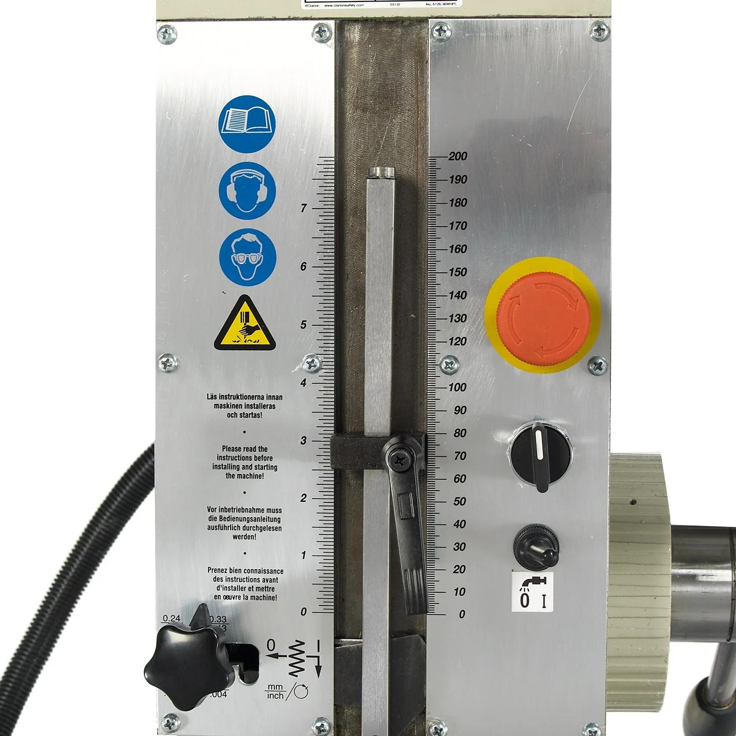 Variable-speed drill press lets you select the correct setting for a project within the continuous range of 108 to 1800 rpm