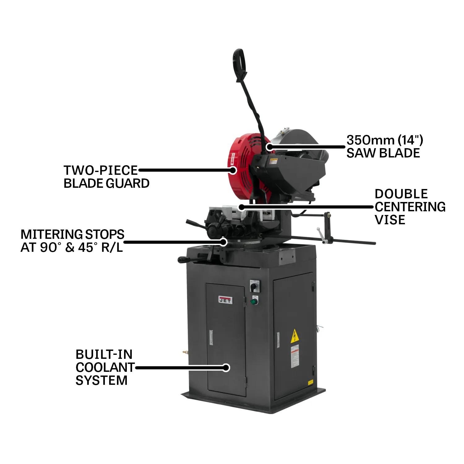 350 mm Blade, 350mm n-Ferrous High Speed Manual Cold Saw, 2HP, 230/460V 3PH(J-CK350-4K)