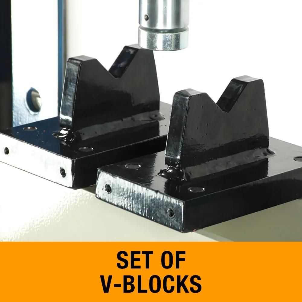 Comes standard with a V-block set