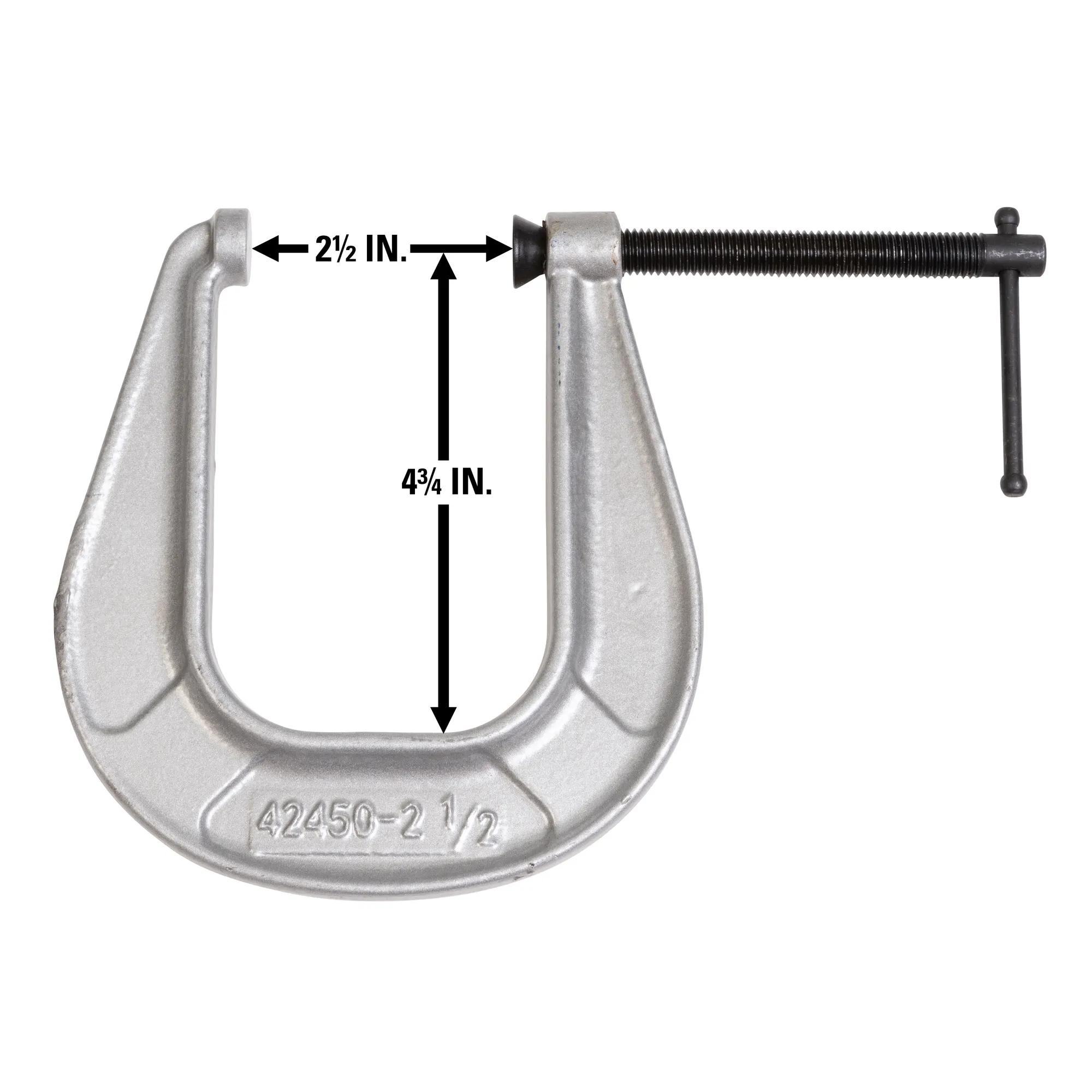 Xtra Deep-Reach Carriage C-Clamp, 0 in.  - in.  2-1/2 in.  Jaw Opening, 4-3/4 in.  Throat Depth