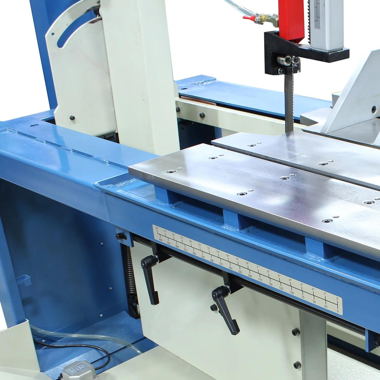 Two-piece table to support and hold the vise and the material to be cut.