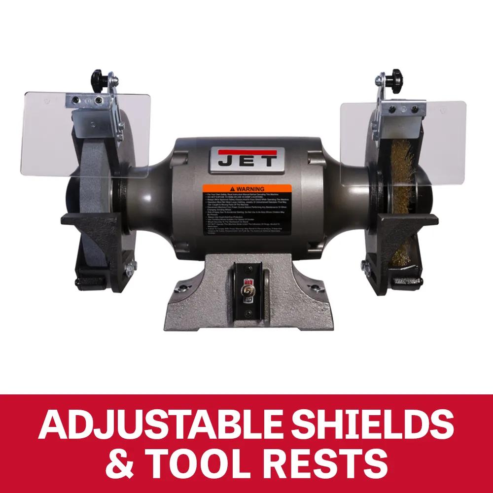 Shop Grinder w/ Grinding Wheel & Wire Wheel, 1HP, 115V 1PH(JBG-8W)