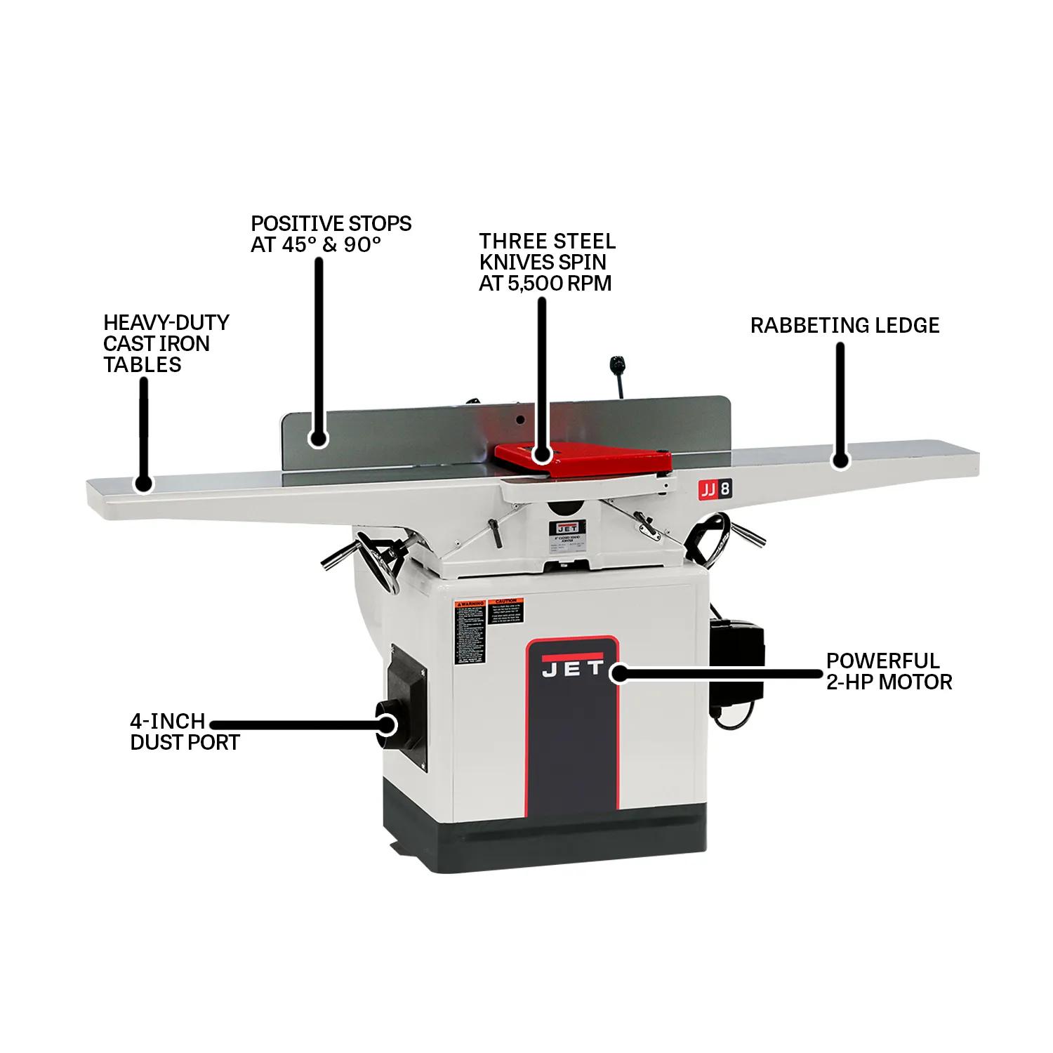 8" Closed Stand Jointer, 2HP, 230V 1PH(JWJ-8CS)