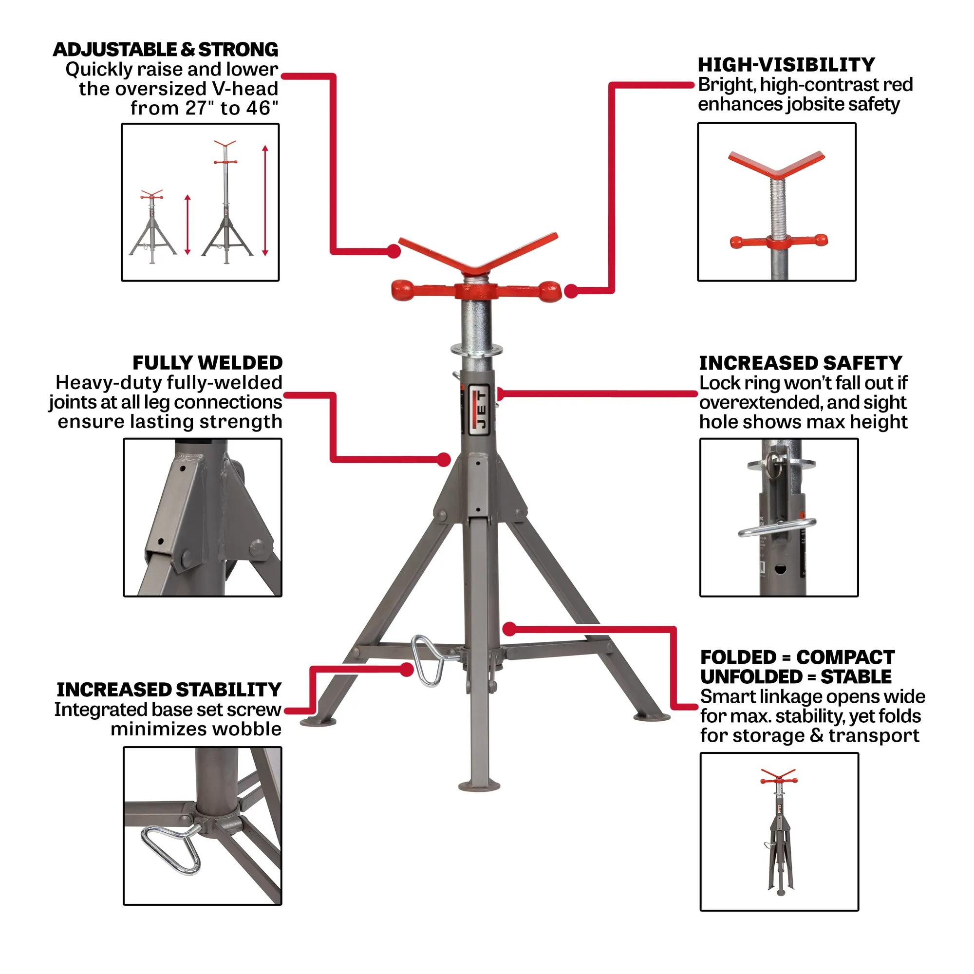 Folding Pipe Jack Stand(JPJ-FLD-V)