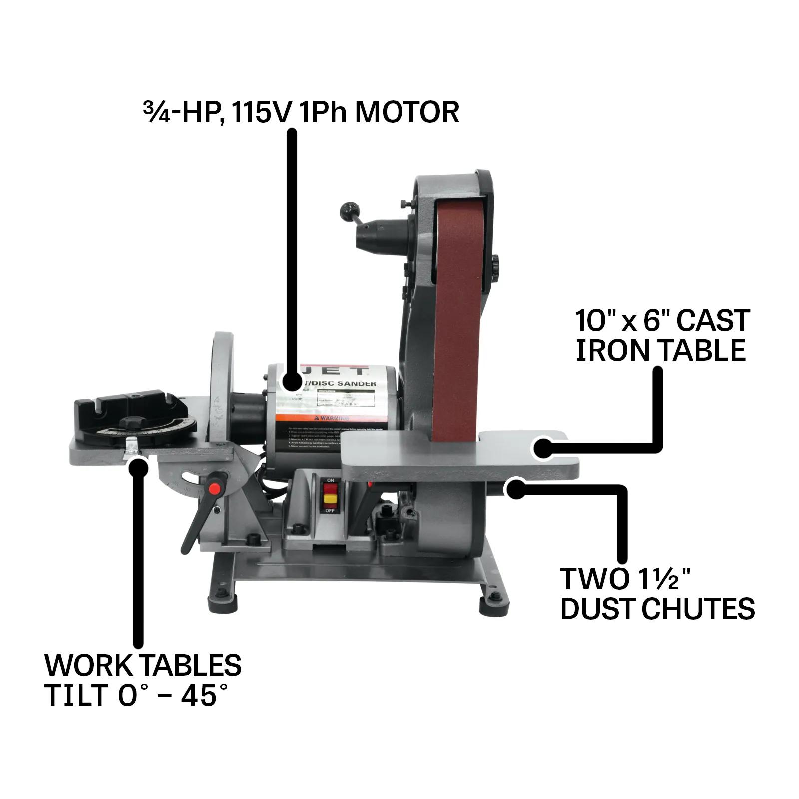 2 x 42, Bench Belt Grinder & Disc Sander, 0.75HP, 115V 1PH(J-41002)