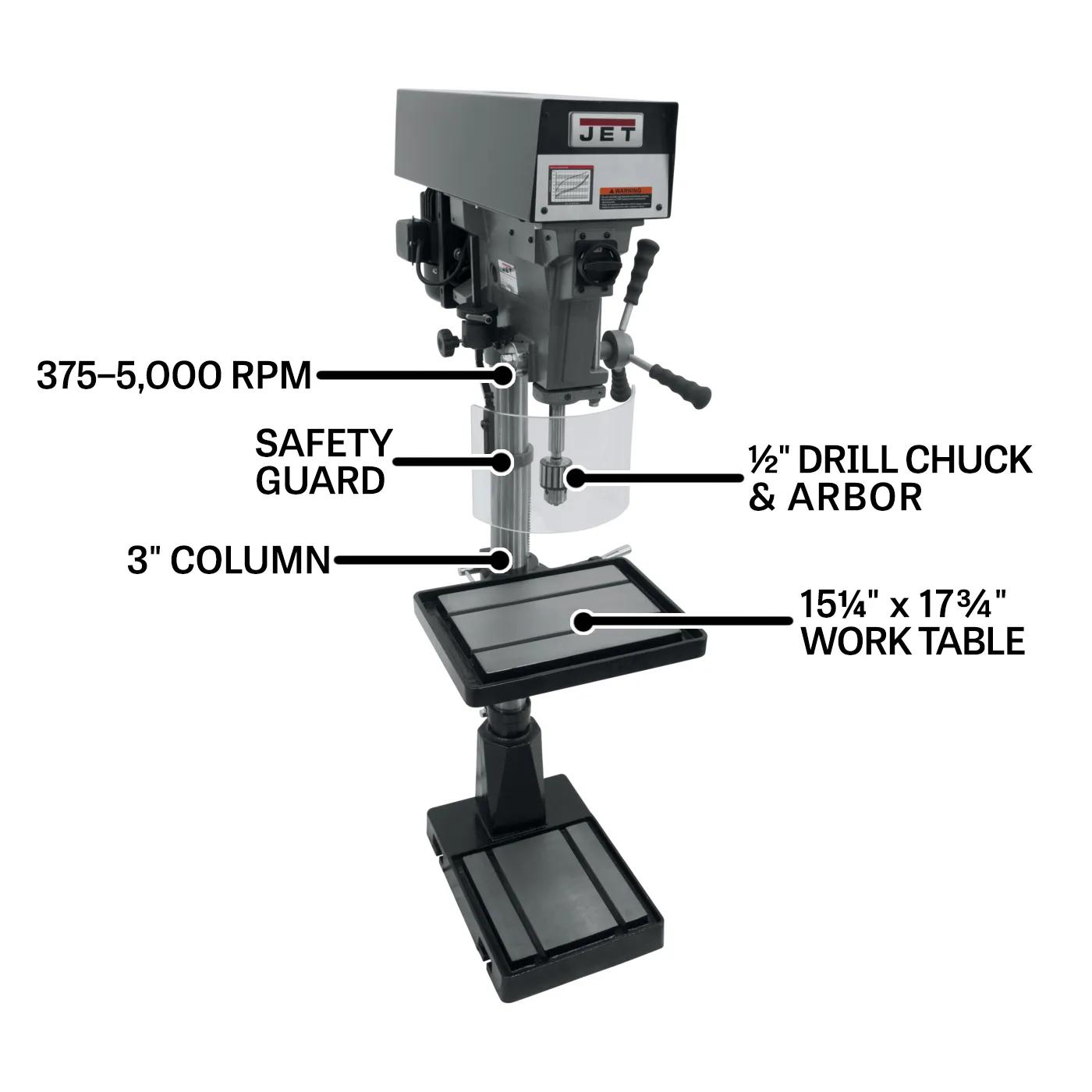 15" 6-Speed Floor Model Drill Press, 1HP, 115/230V 1PH(J-A3816)
