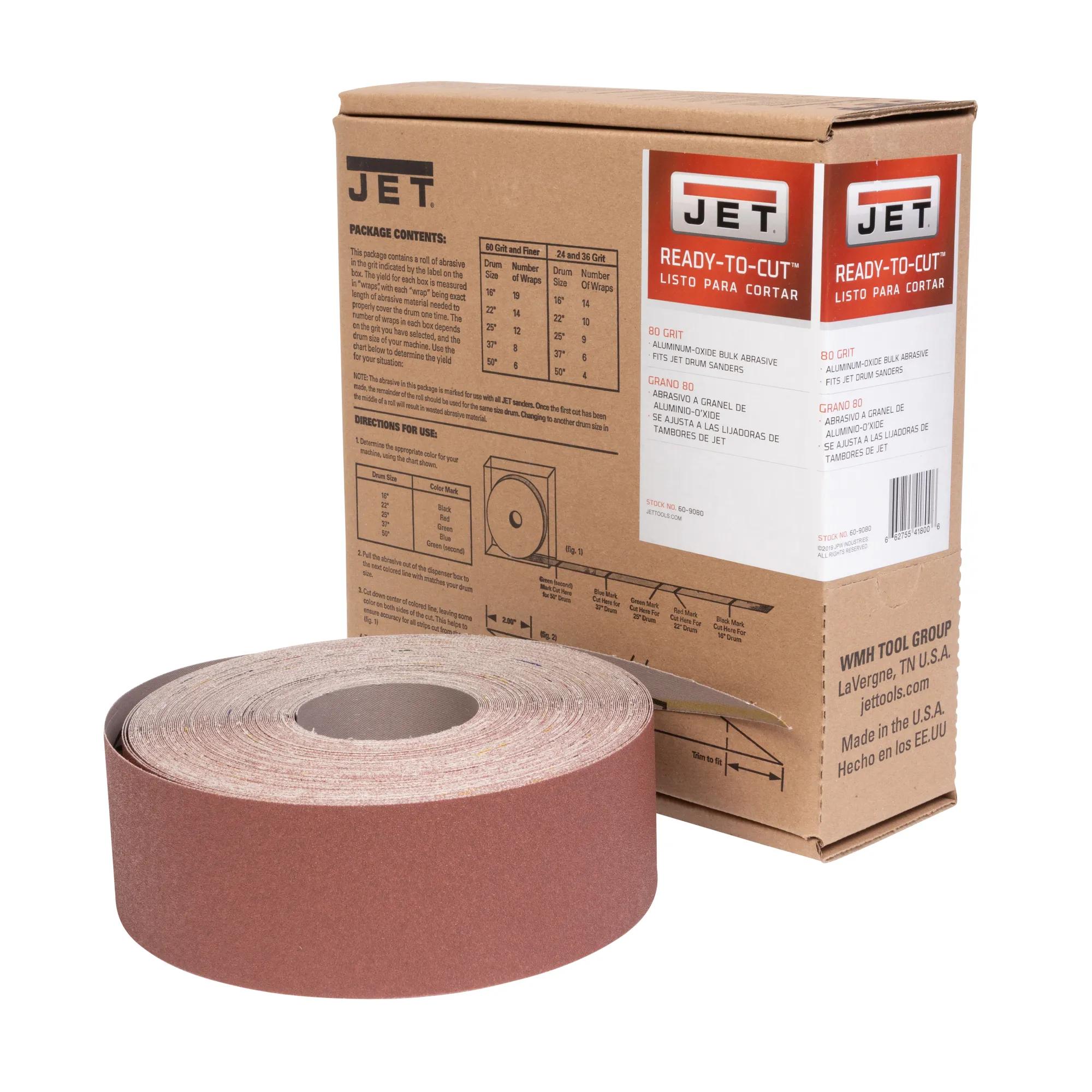 Premium Ready-to-Cut Abrasive Sandpaper, 80 Grit, 3" Wide