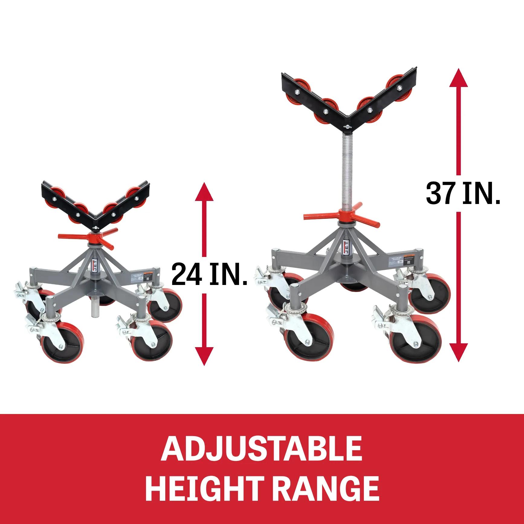 Low 5 Leg Pipe Jack Stand w/Casters & Steel Rollers (JPJ-L5L-SR)