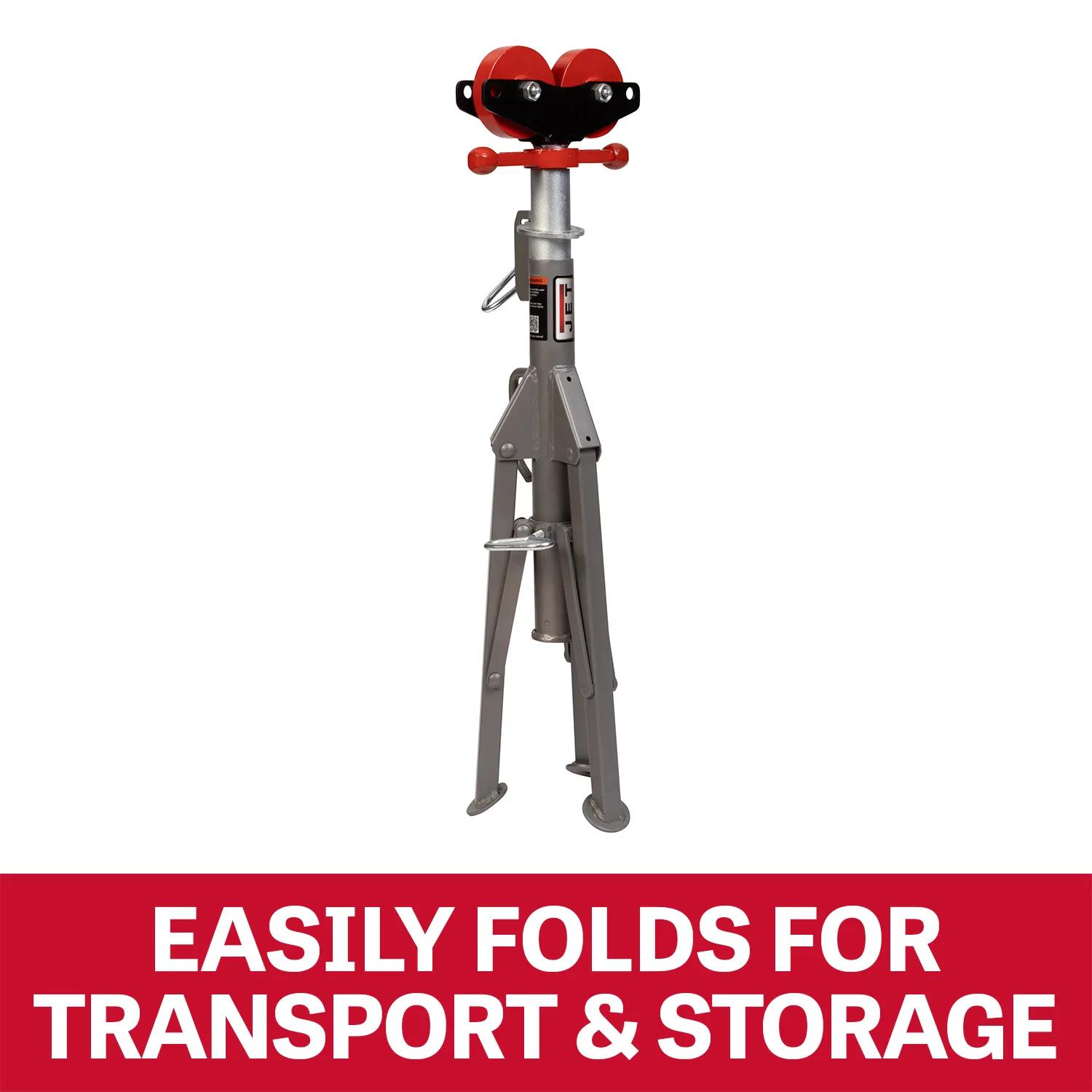 Folding Pipe Jack Stand w/ Steel Rollers(JPJ-FLD-SR)