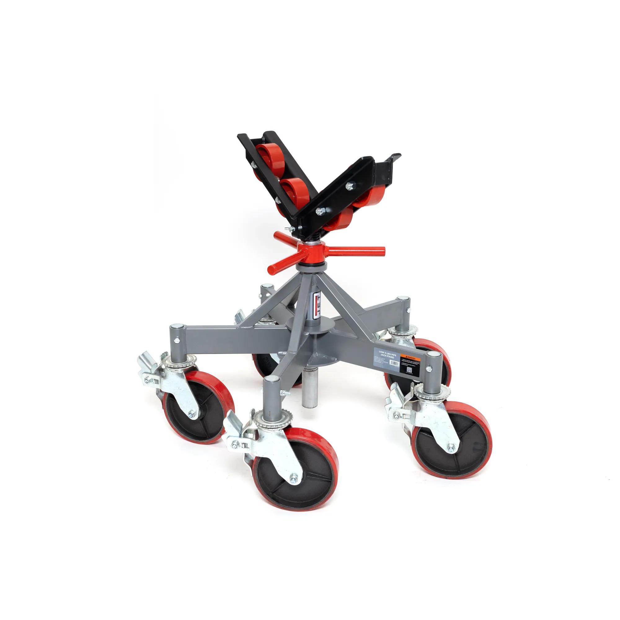 Low 5 Leg Pipe Jack Stand w/Casters & Steel Rollers (JPJ-L5L-SR)