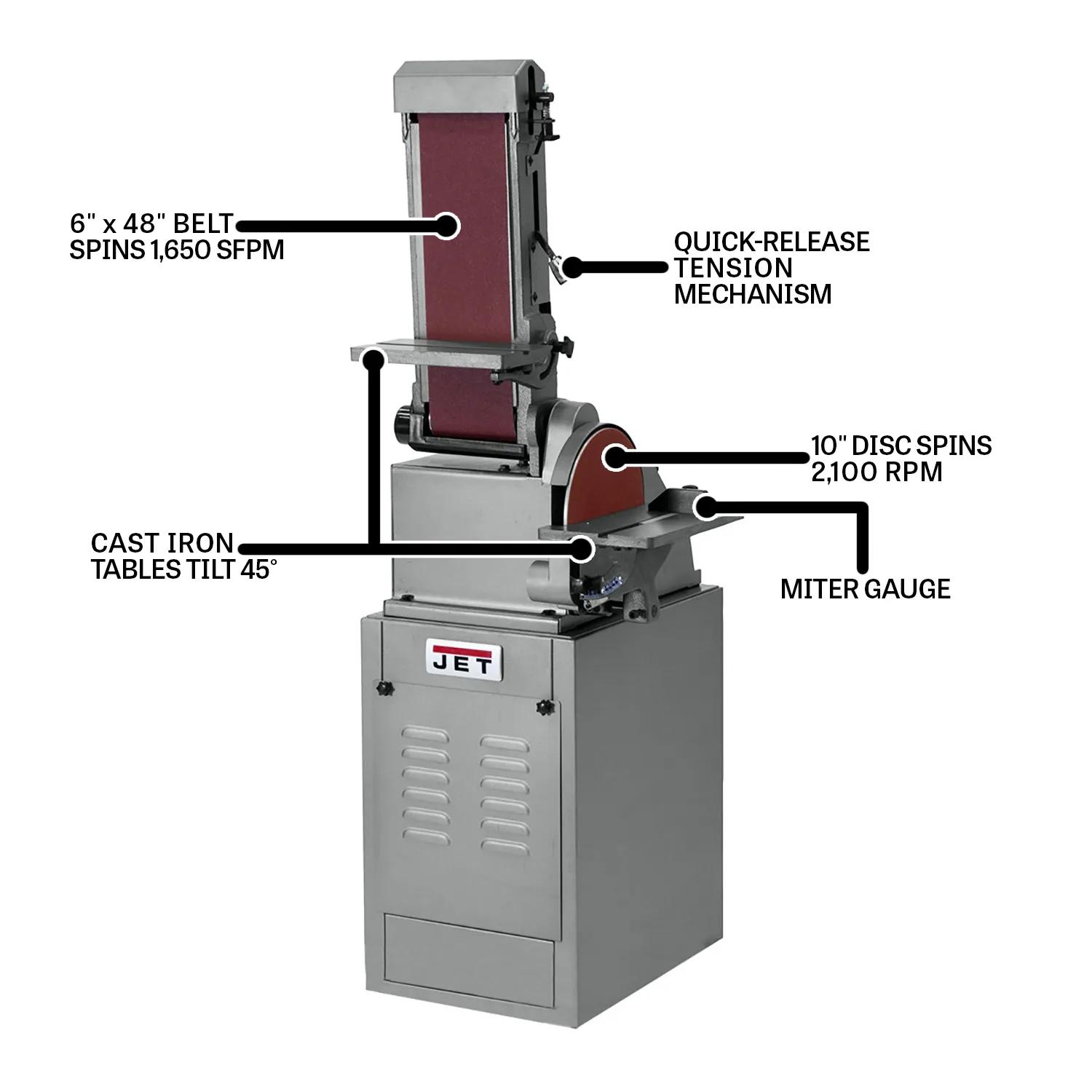 6" x 48" Belt & 10" Disc , 1HP, 115/230V 1PH(J-4210K)