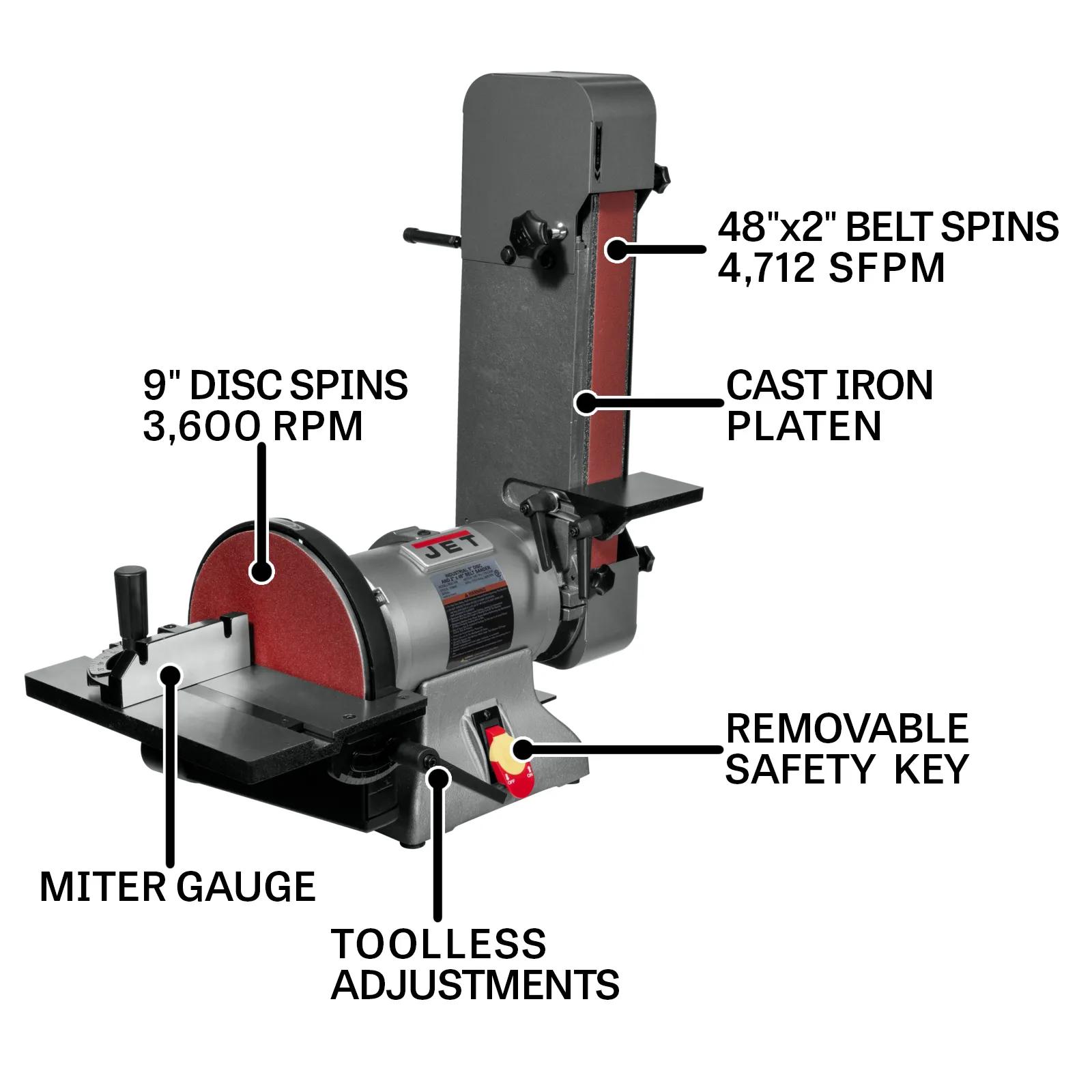 2" x 48" Combination Industrial Belt & 9" Disc Grinder, 1HP, 115/230V 1PH(IBDG-248)