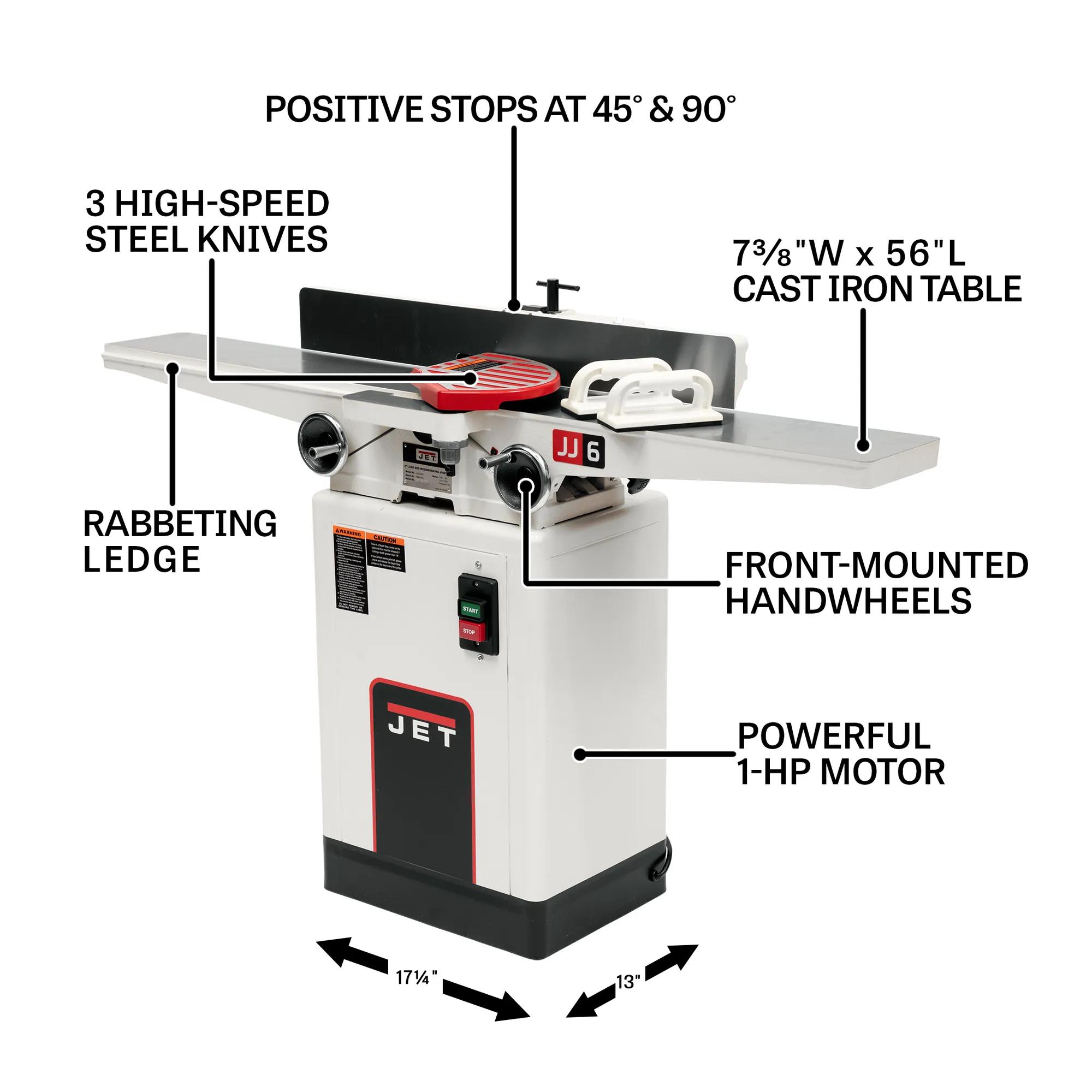 6" Deluxe Jointer w/ Quick Set Knives, 1HP, 115/230V 1PH(JJ-6CSDX)