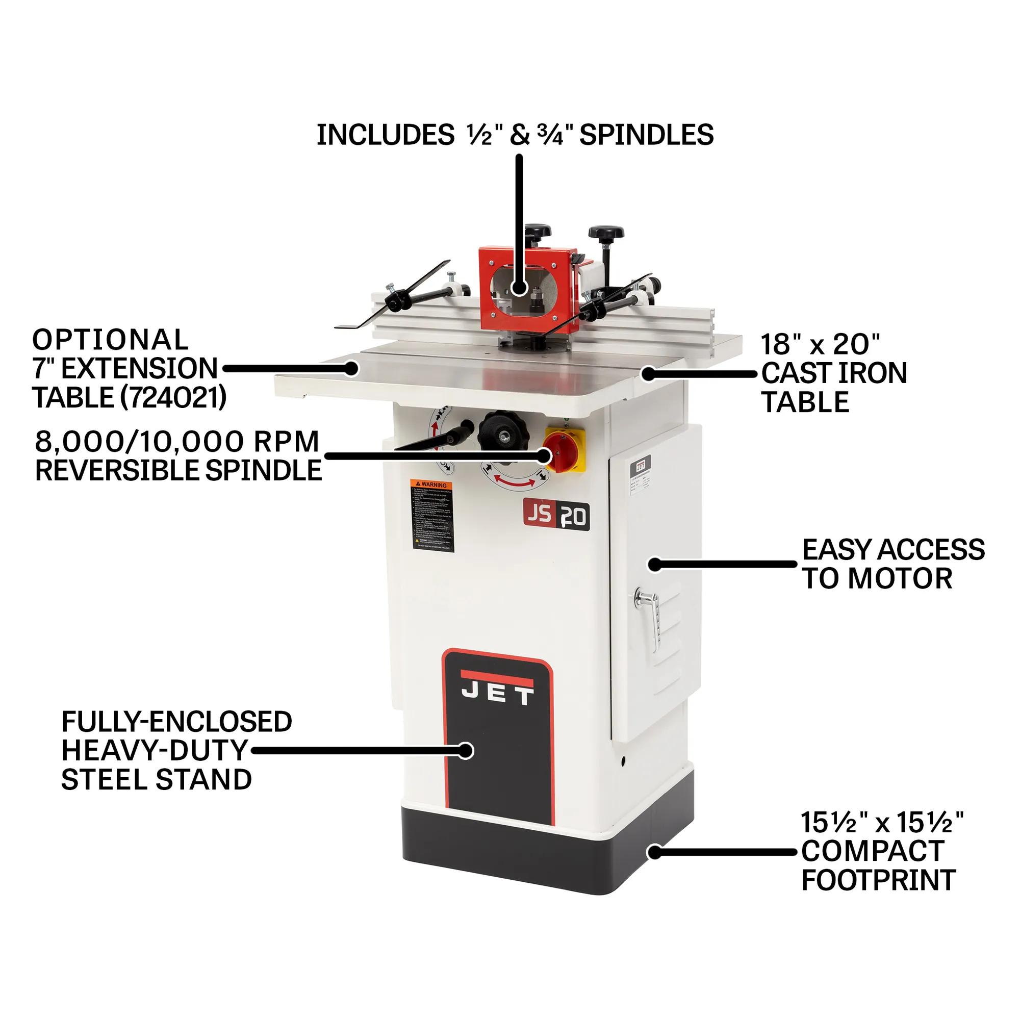 20" Spindle Shaper, 1.5HP, 115/230V 1PH(JWS-20CS)