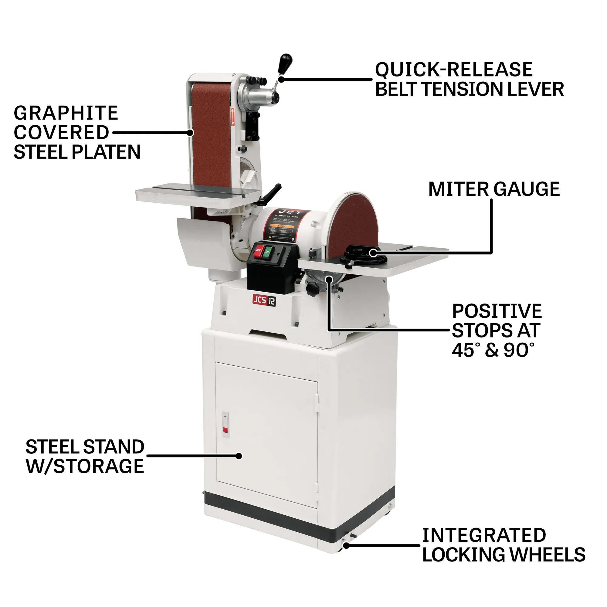 6" x 48" Belt / 12" Disc Sander w/ Closed Stand, 1.5HP, 115/230V 1PH(JSG-6CS)