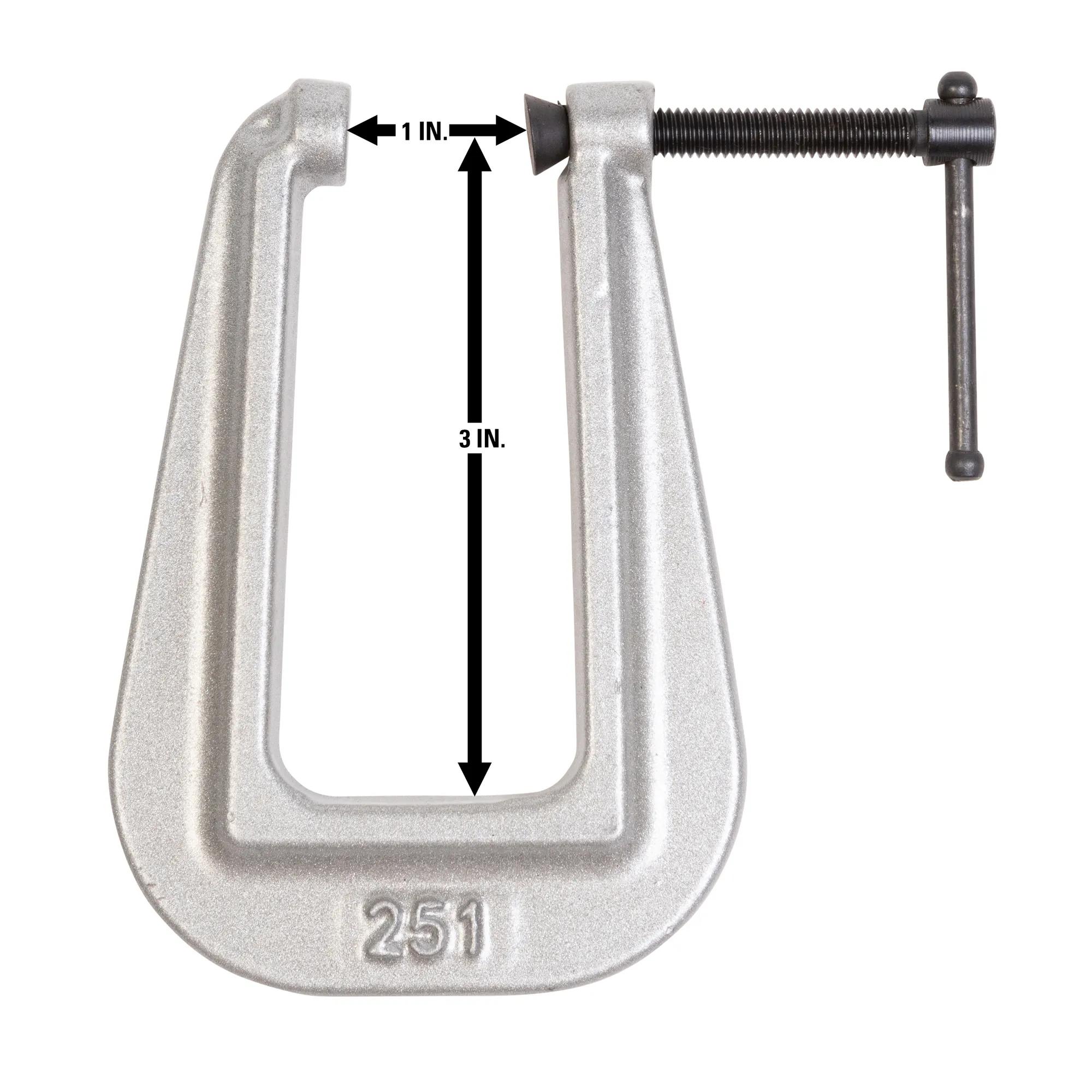 Deep-Reach Carriage C-Clamp, 0 in.  - in.  1 in.  Jaw Opening, 3 in.  Throat Depth