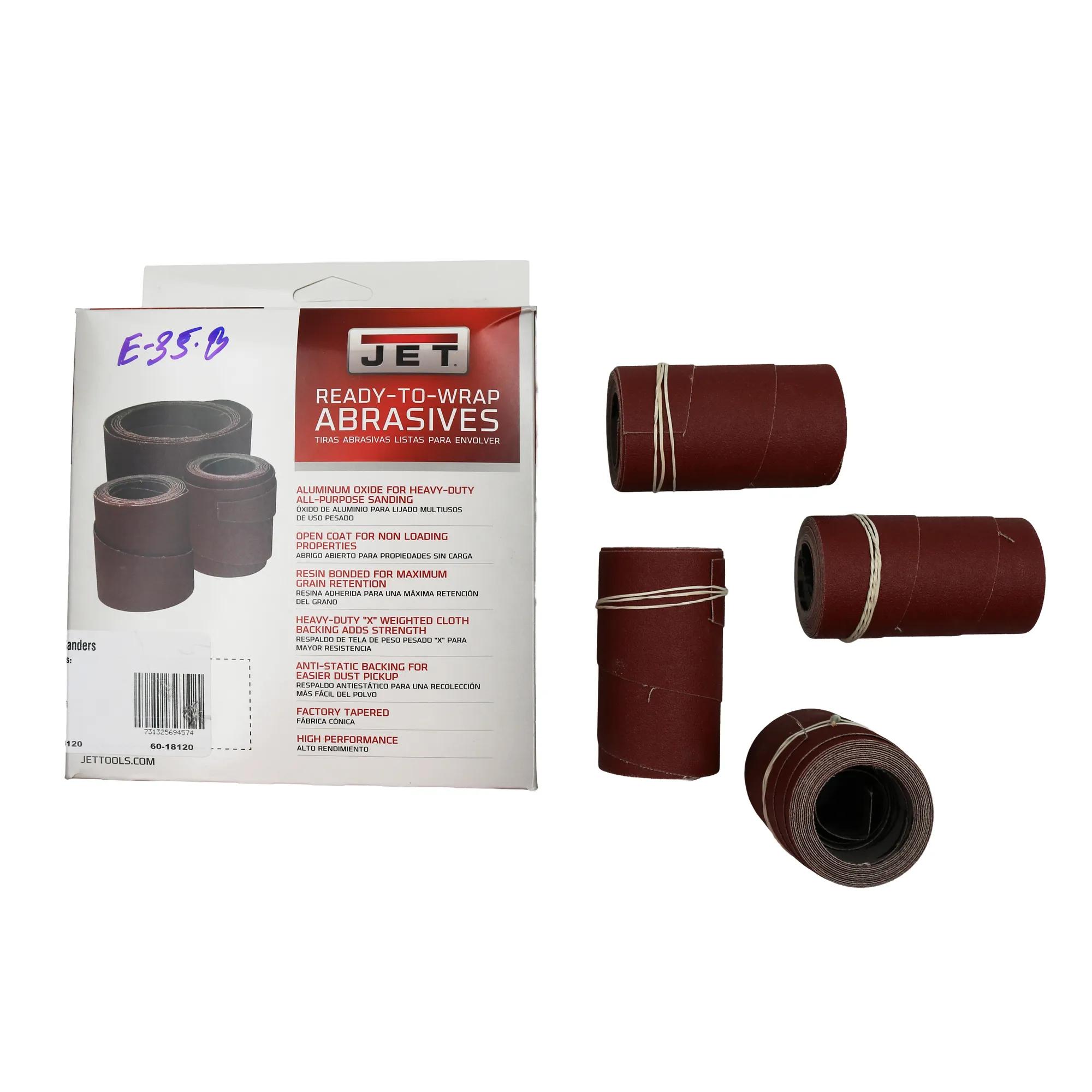 18" Ready-to-Wrap Abrasive Sandpaper, 120 Grit (4-Pack)