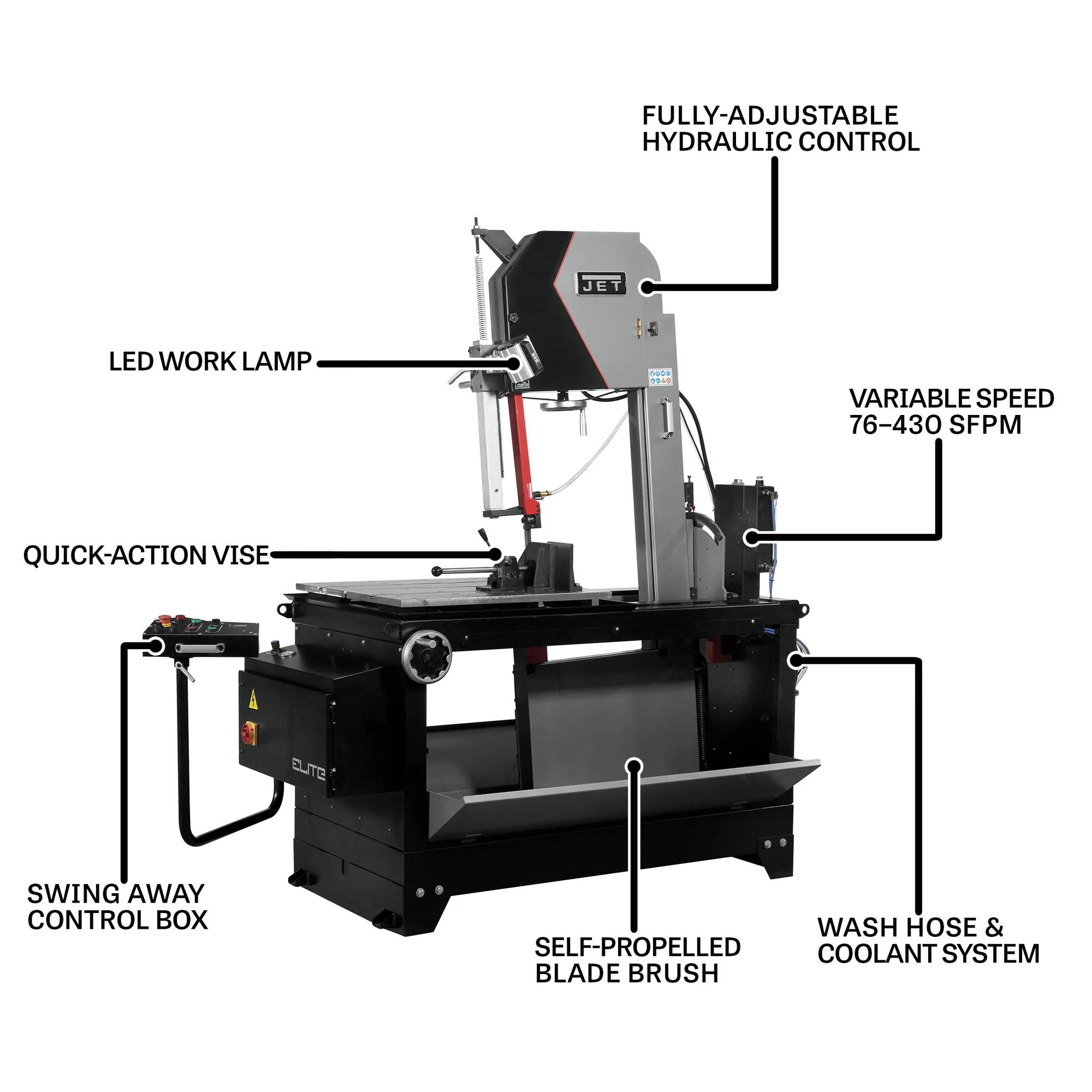 16" EVS Vert. Tilt Frame Bandsaw, 2HP, 460V 3PH(EVTBS16V-460)