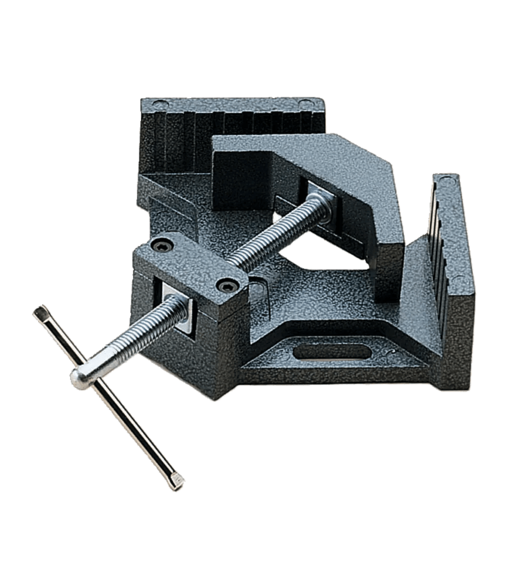 90Degree Angle Clamp, 4 in.  Throat, 2-3/4 in.  Miter Capacity, 1-3/8 in.  Jaw Height, 2-1/4 in.  Jaw Length