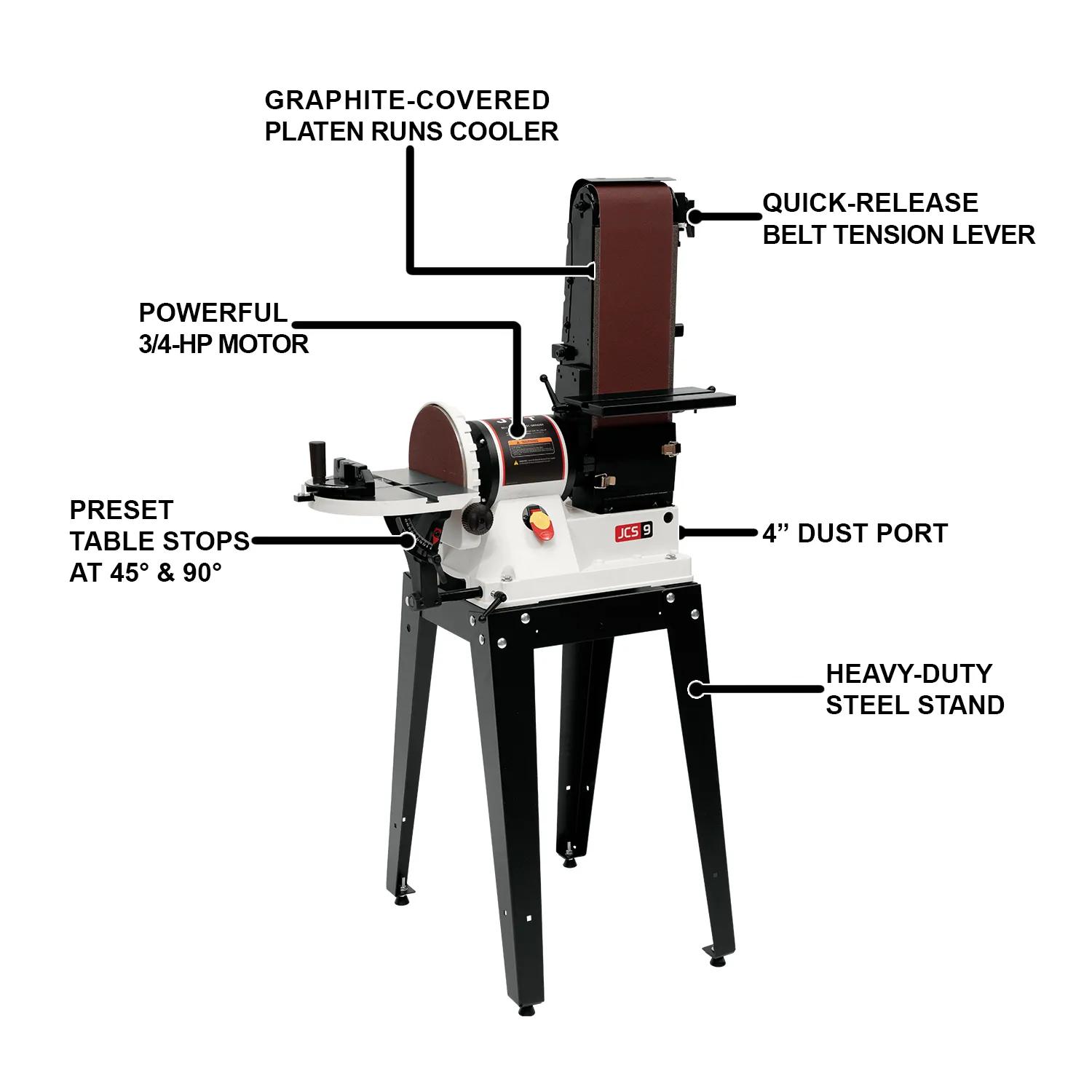 6" x 48" Belt / 9" Disc Sander w/ Open Stand, 3/4HP, 115V 1PH(JSG-96OS)