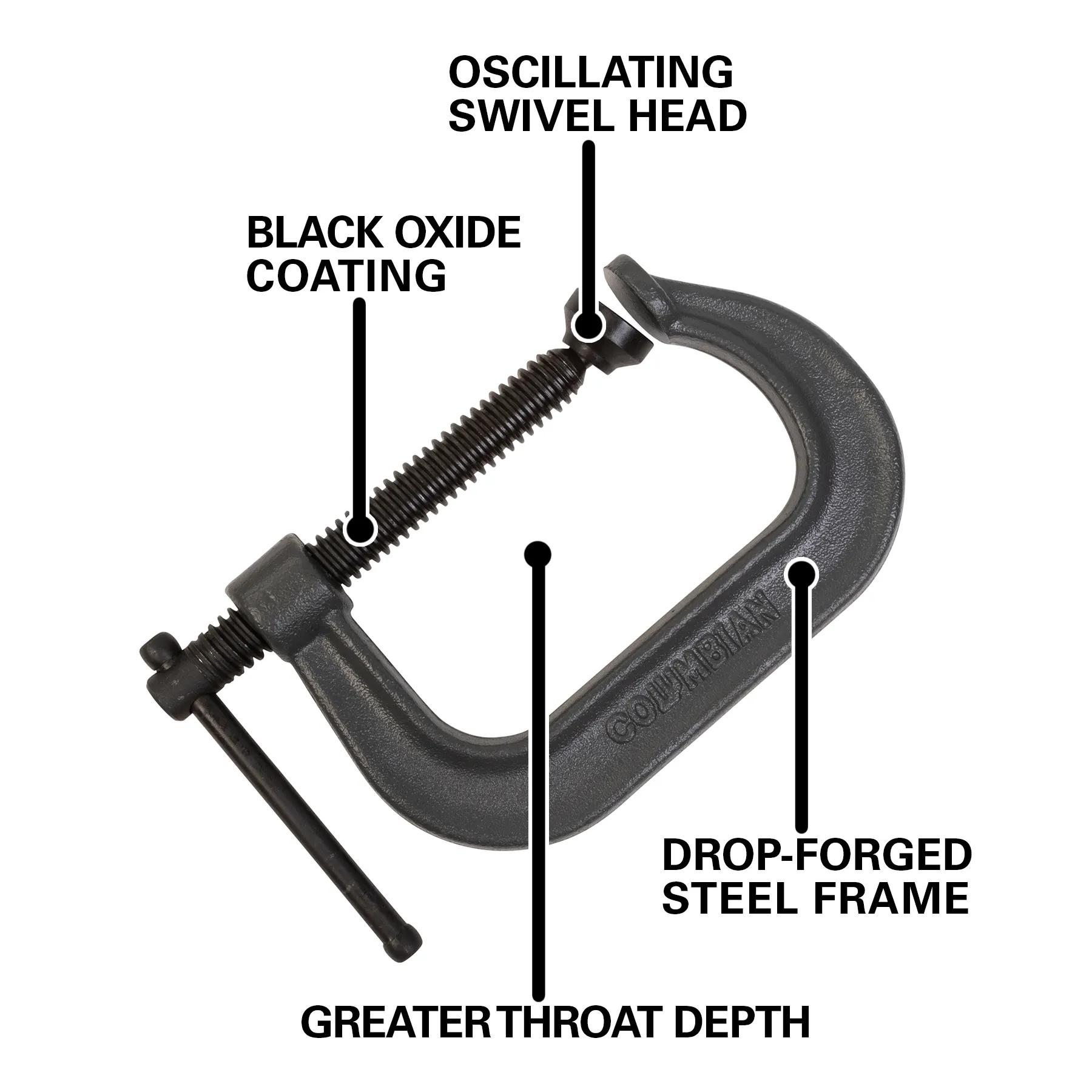 400 Series C-Clamp, 0 - 2 in. Opening Capacity, 2 in.  Throat Depth (H402)