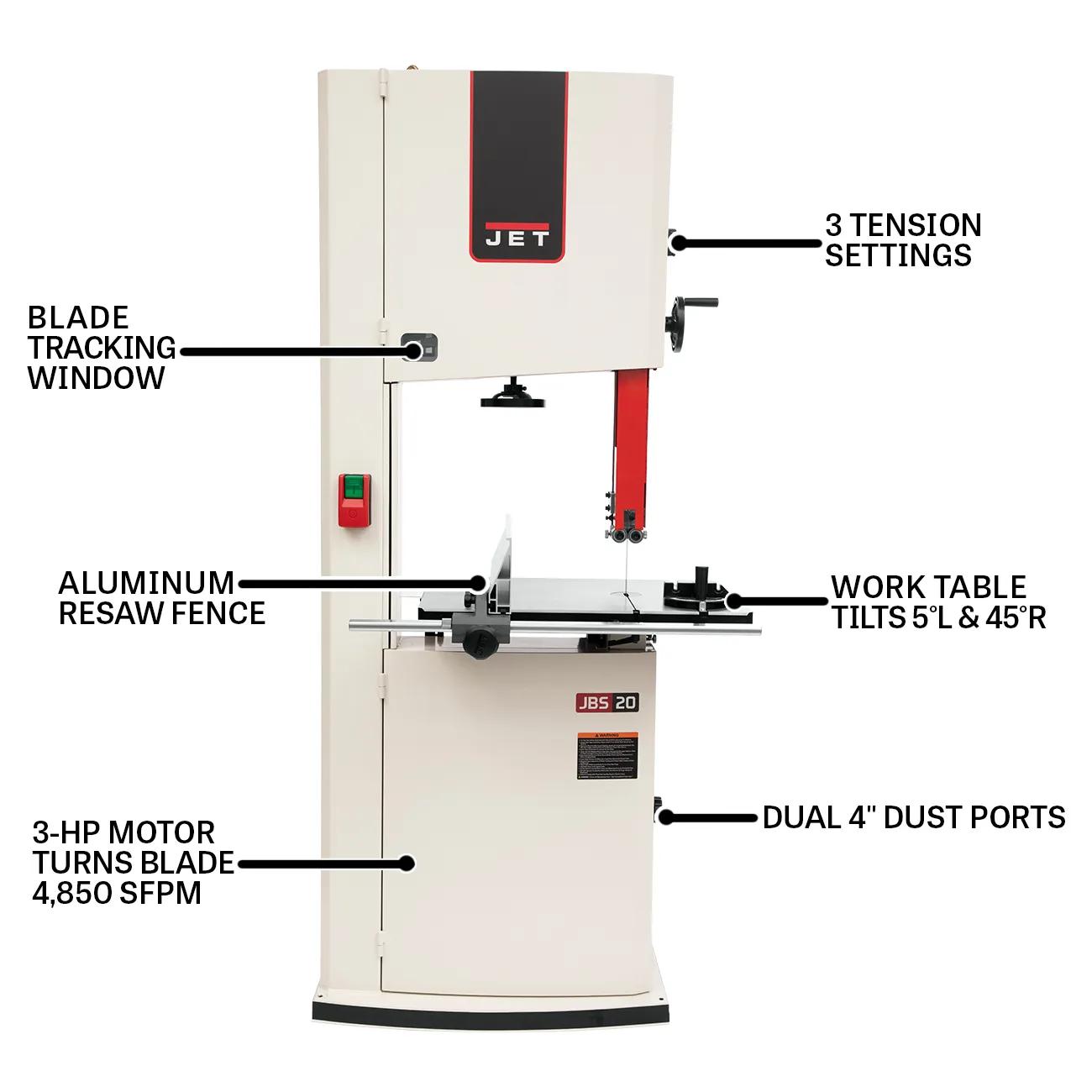 20" Bandsaw, 3HP, 230V(JWBS-20-3)
