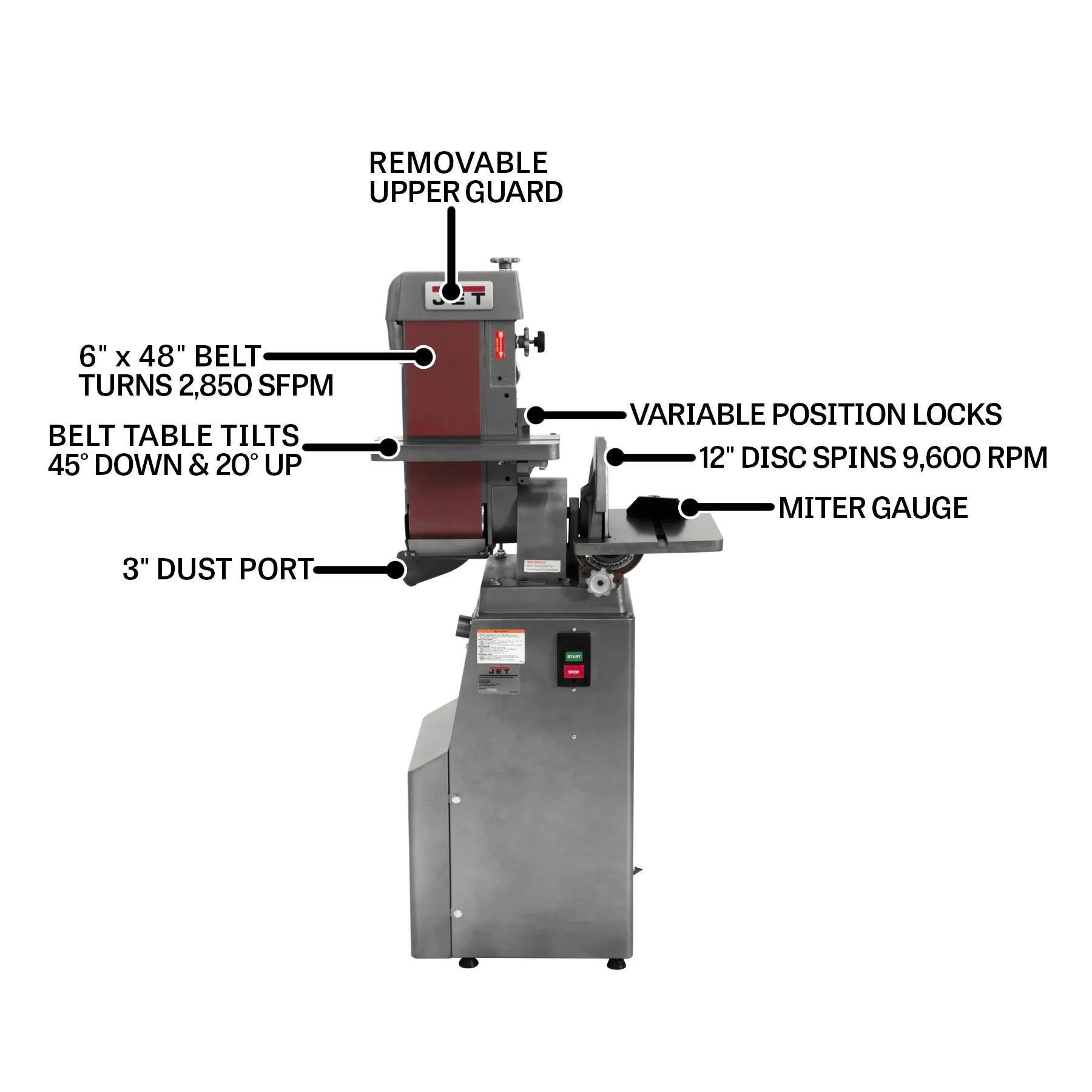 6" x 48" Industrial Combination Belt & 12" Disc Finishing , 1.5HP, 115V 1PH(J-4200A)