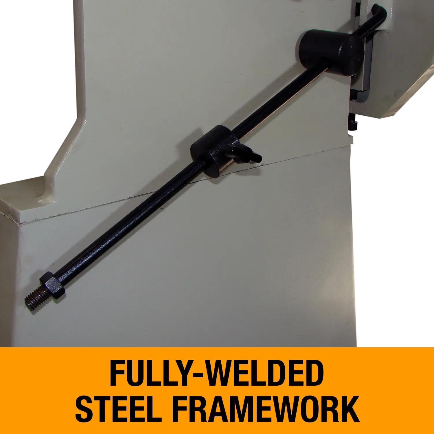 Fully welded steel framework prevents deformation and maintains accuracy when bending at full capacity