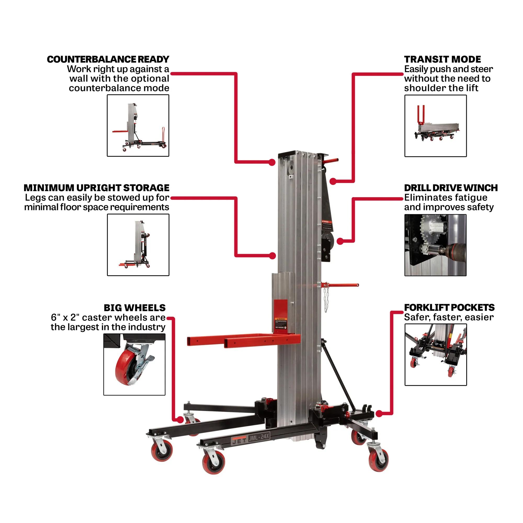 650 lb Capacity, Material Lift, 24 Ft. Lift Height(JML-24X)
