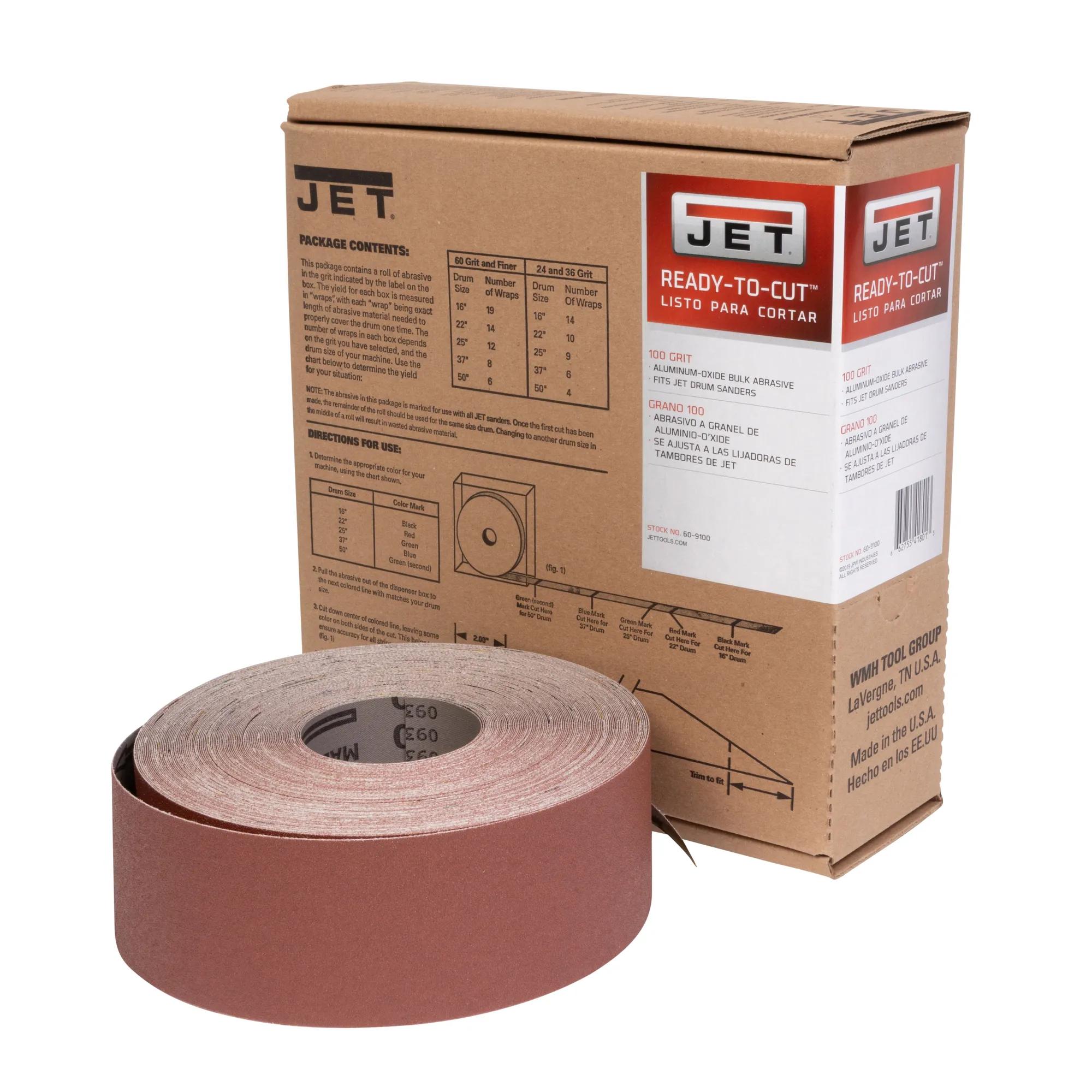 Premium Ready-to-Cut Abrasive Sandpaper, 100 Grit, 3" Wide