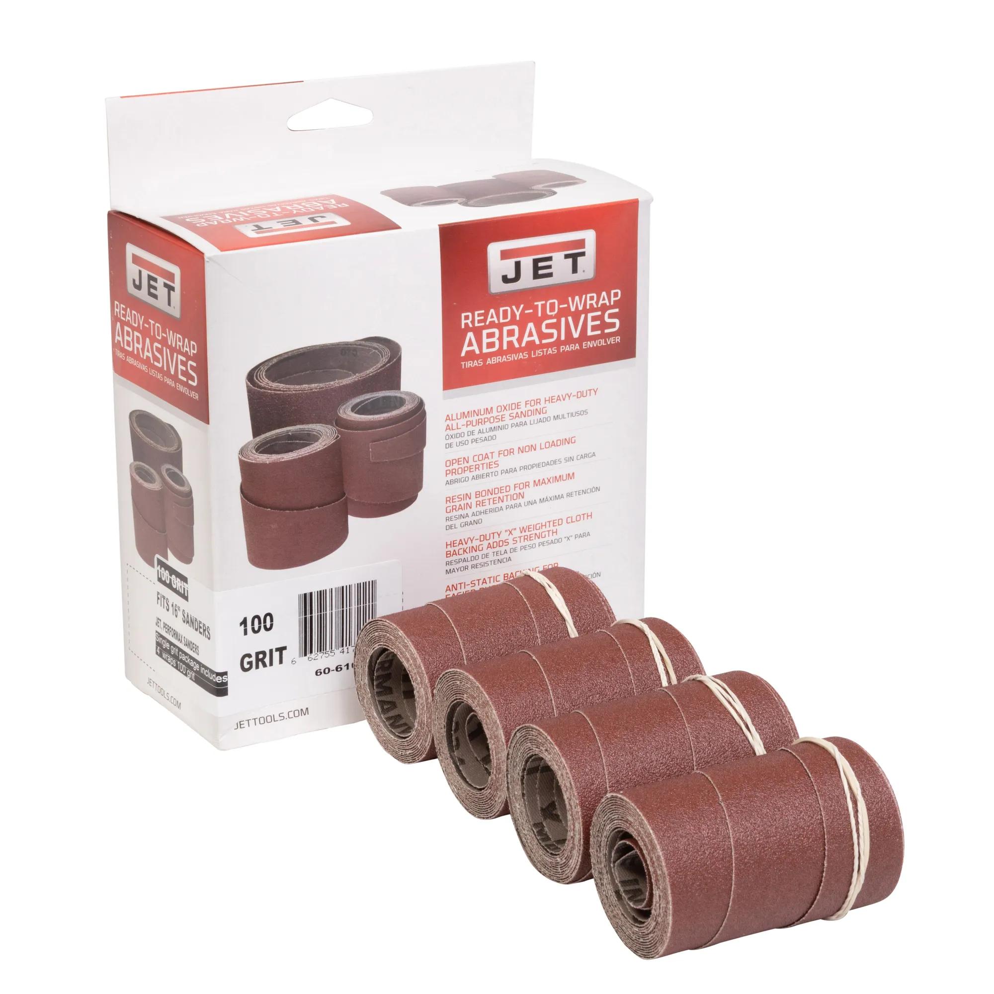 Ready-to-Wrap Abrasive Sandpaper, 16 in, 100 Grit, Pack of 4