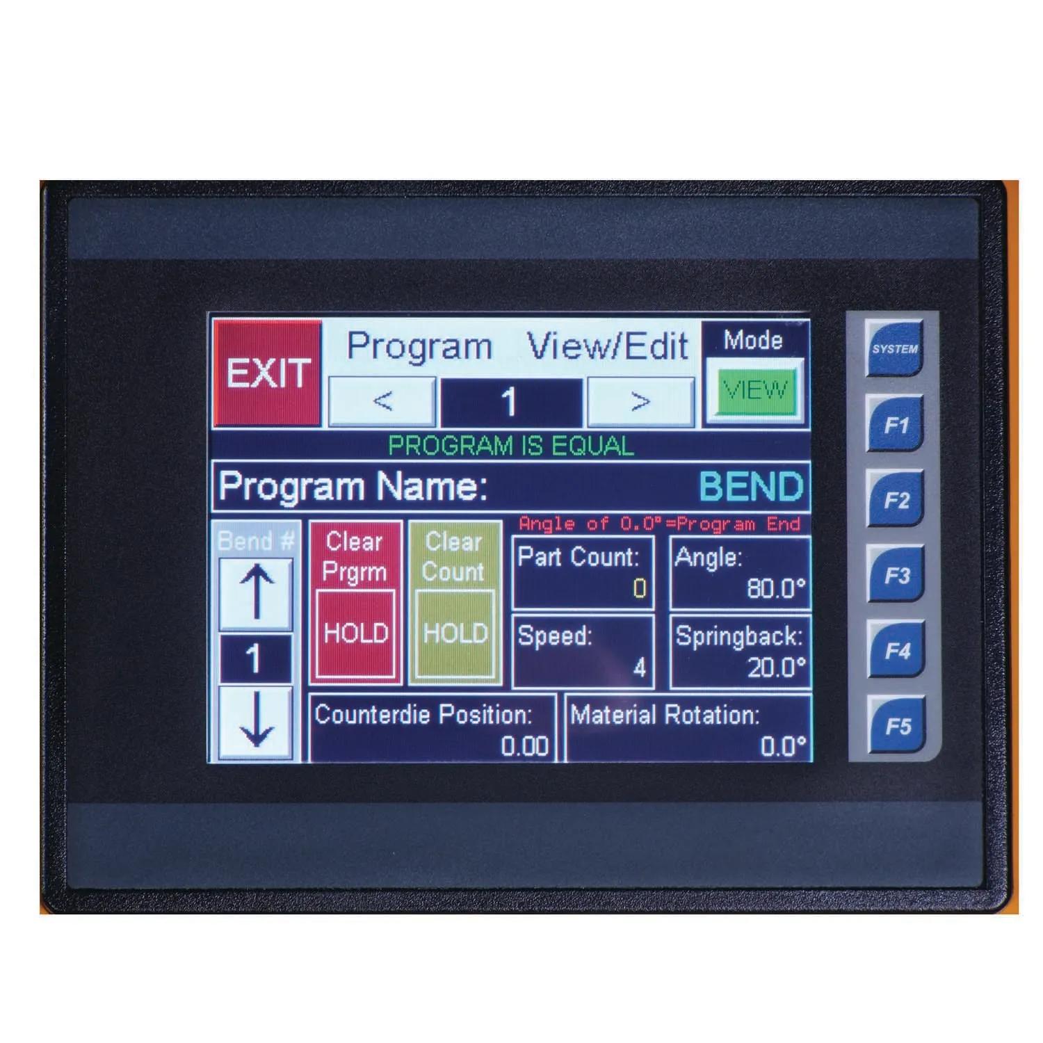 Touch Screen Controller for programming bend data