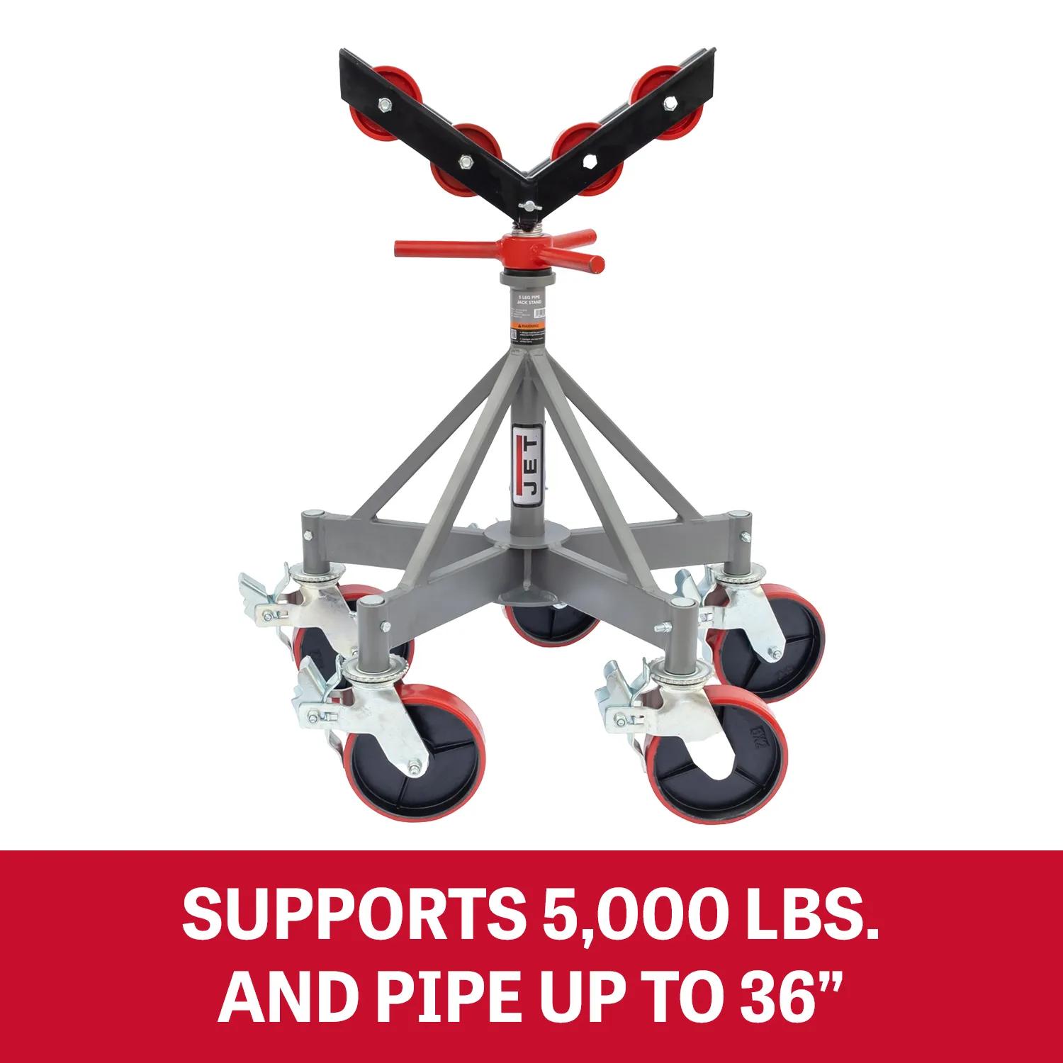 5-Leg Pipe Jack Stand w/ Casters & Steel Rollers(JPJ-5LG-SR)