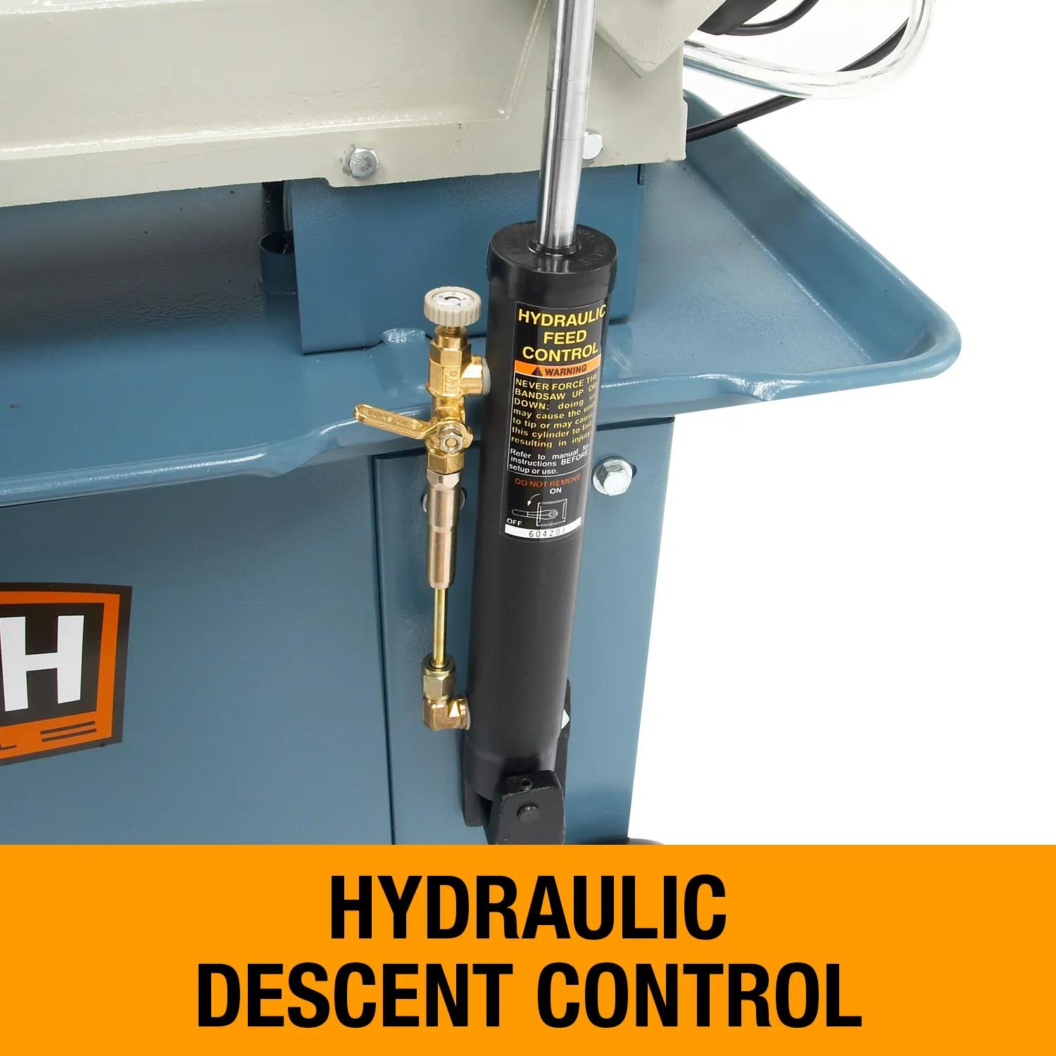 The hydraulic drop cylinder handles the up/down movement of the blade head