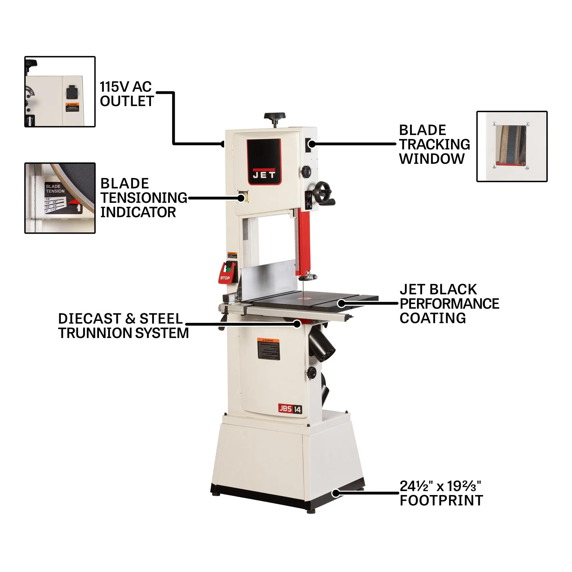 14"  Black Bandsaw, 1.75HP, 115/230V 1PH(JWBS-14SFX-BLK)