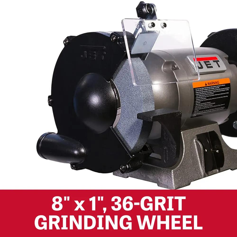 Shop Grinder w/ Grinding Wheel & Wire Wheel, 1HP, 115V 1PH(JBG-8W)