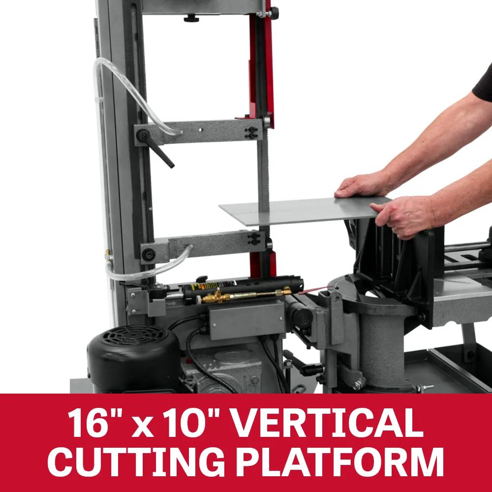 10" Horizontal/Vert. Dual Mitering Portable Band Saw w/ Coolant System, 1HP, 115V 1PH(HVBS-10-DMWC)