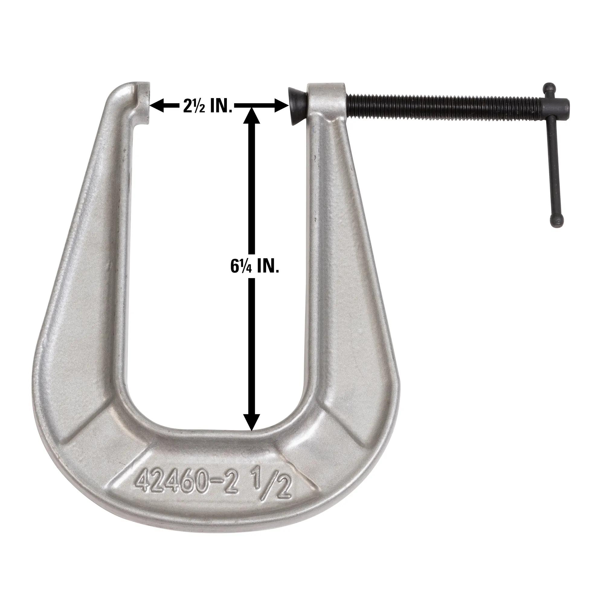 Xtra Deep-Reach Carriage C-Clamp, 0 in.  - in.  2-1/2 in.  Jaw Opening, 6-1/4 in.  Throat Depth