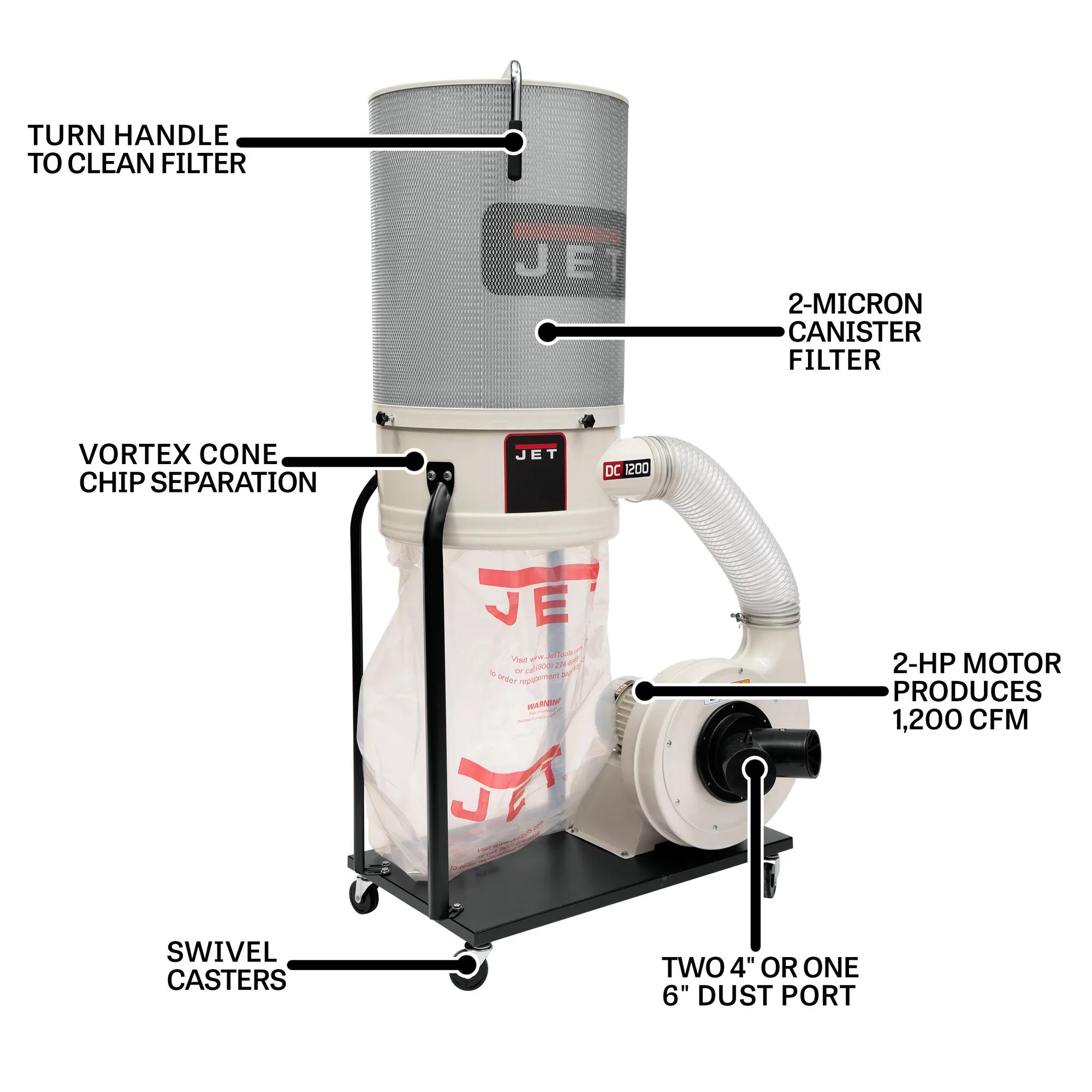 1200 CFM, Dust Collector, 2-Micron Canister Kit, 2HP, 230V 1PH(DC-1200VX-CK1)