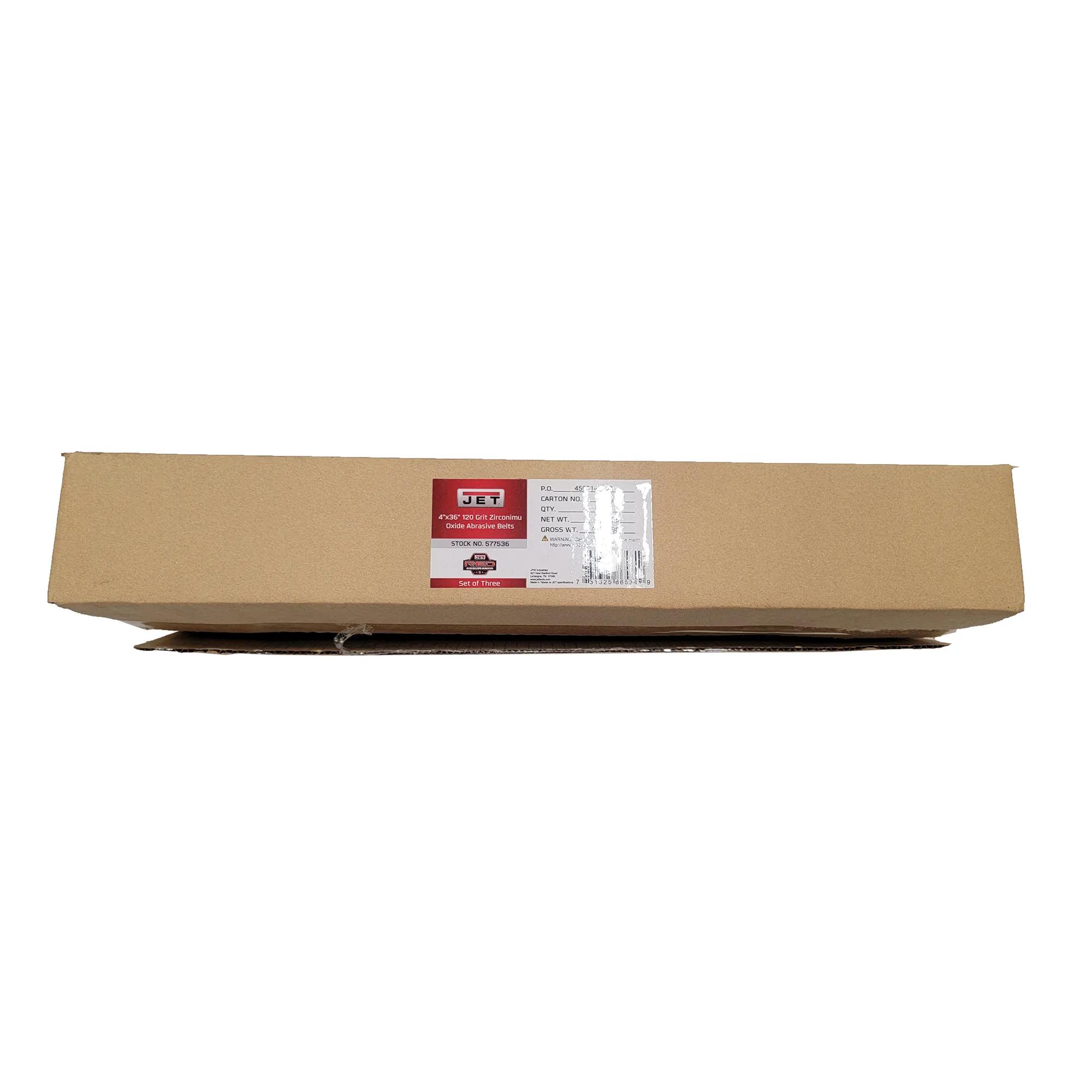 Zirconium Oxide Sanding Belts, 4" x 36", 120 Grit (3-Pack)