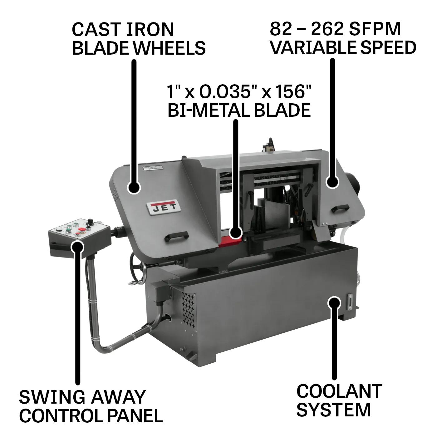 12" x 20" Semi-Automatic Horizontal Bandsaw, 3HP, 230V 3PH(J-7060)