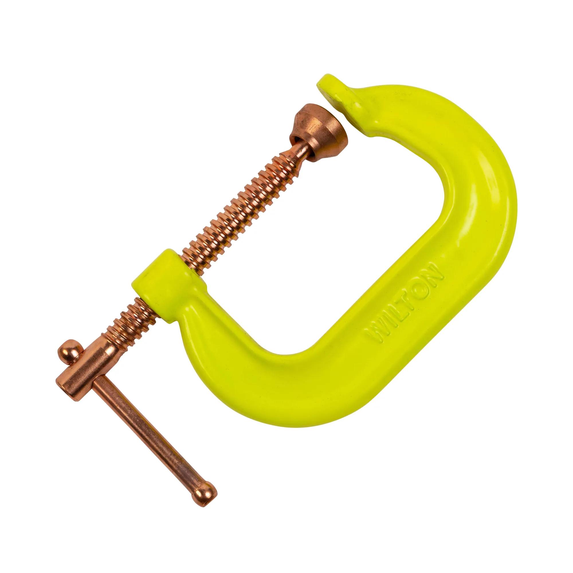 Spark-Duty Drop Forged Hi-Vis C-Clamp 0 - 3 in. Opening Capacity, 2-7/16 in.  Throat Depth