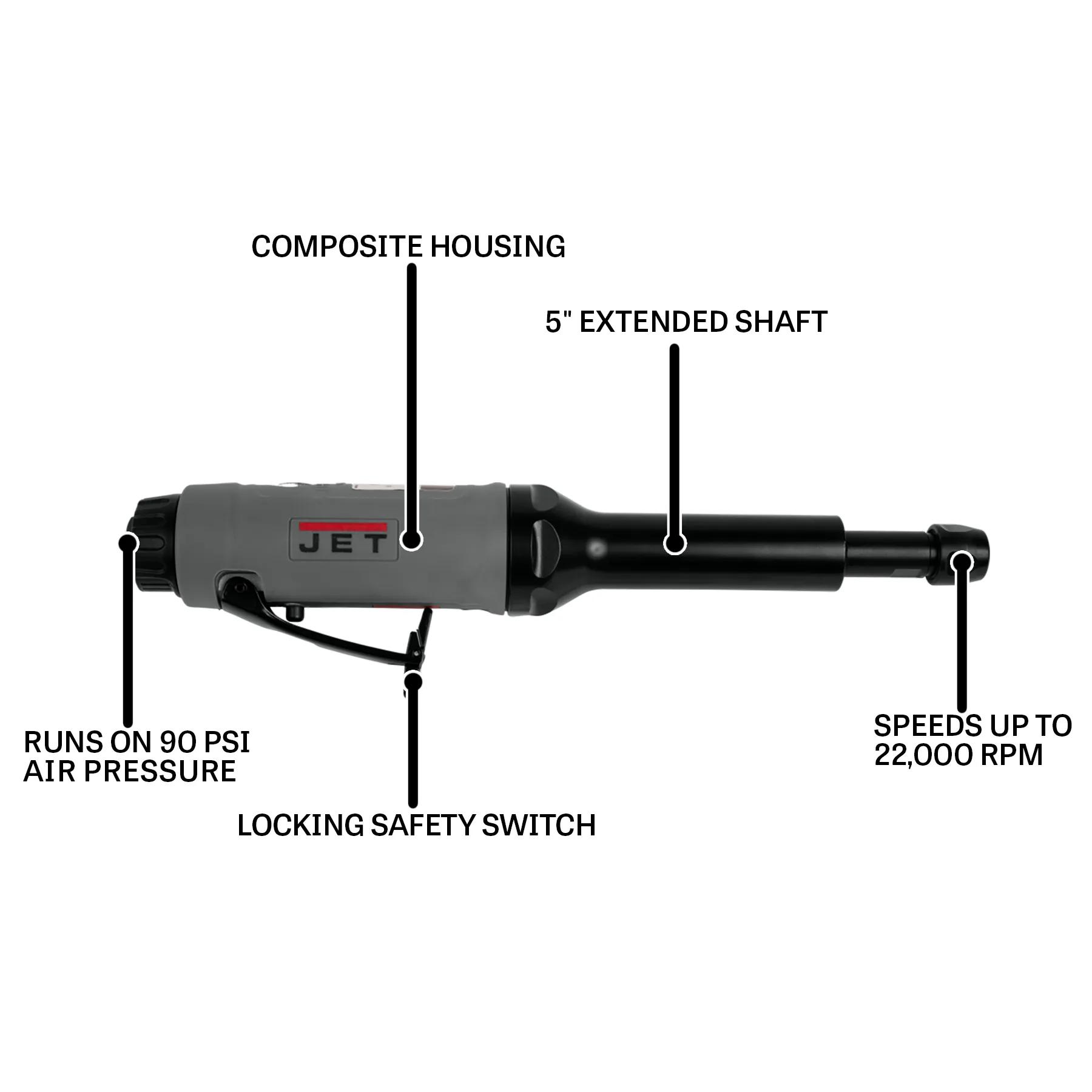 1/4" Straight Ext Composite Die Grinder, 0.5HP(JAT-417)