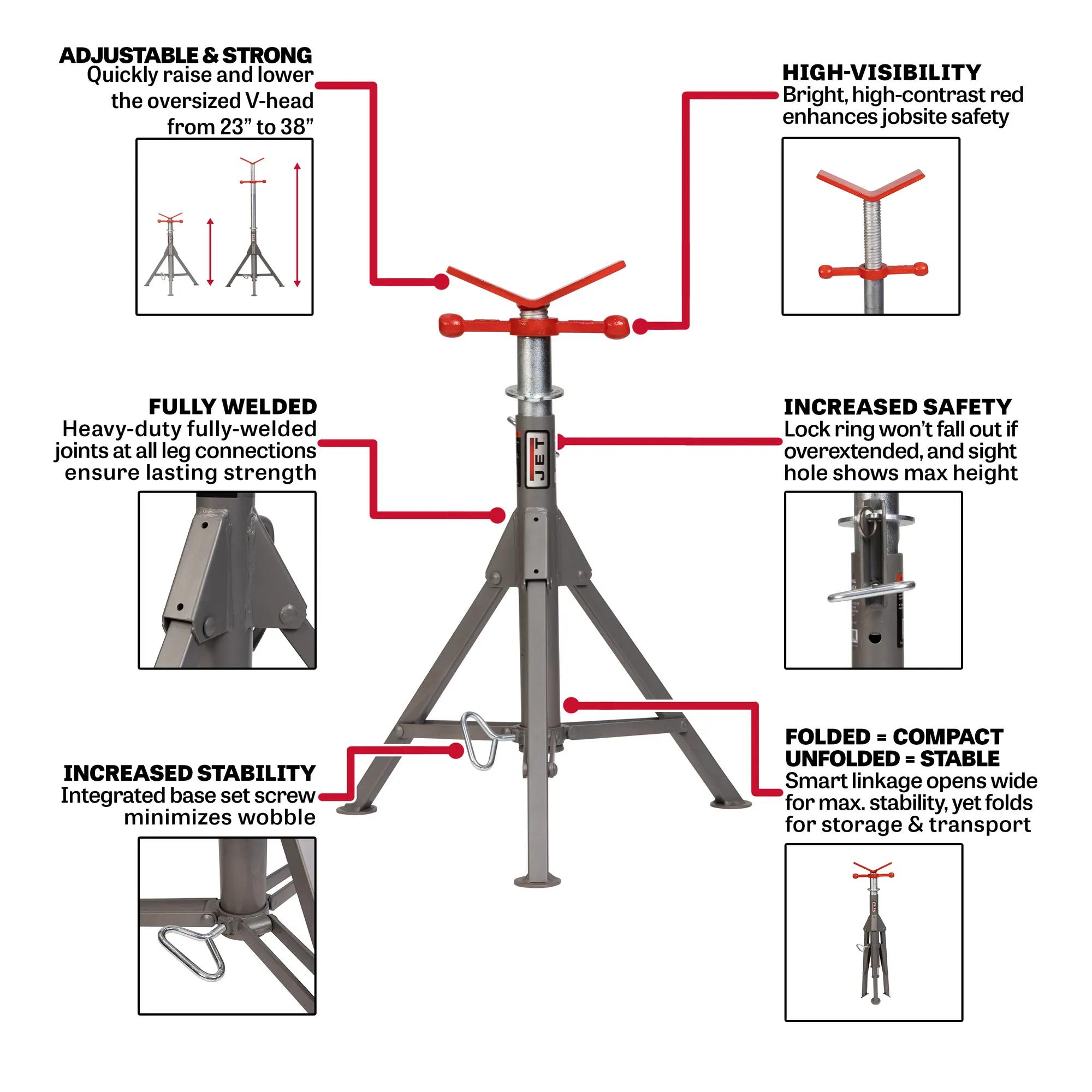 Low Folding Pipe Jack Stand (JPJ-LFD-V)