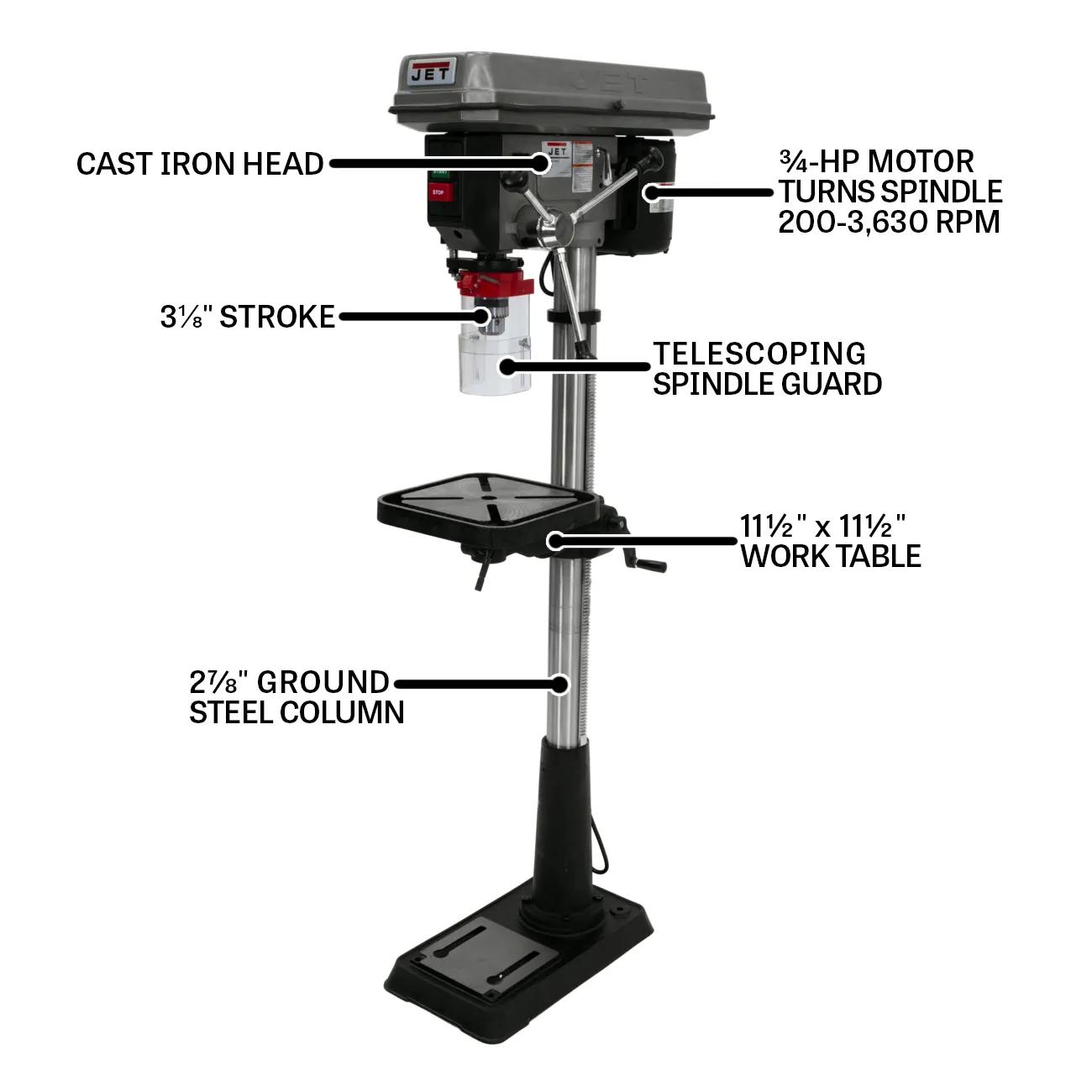 15" Floor Model Drill Press, 0.75HP, 115V 1PH(J-2500)
