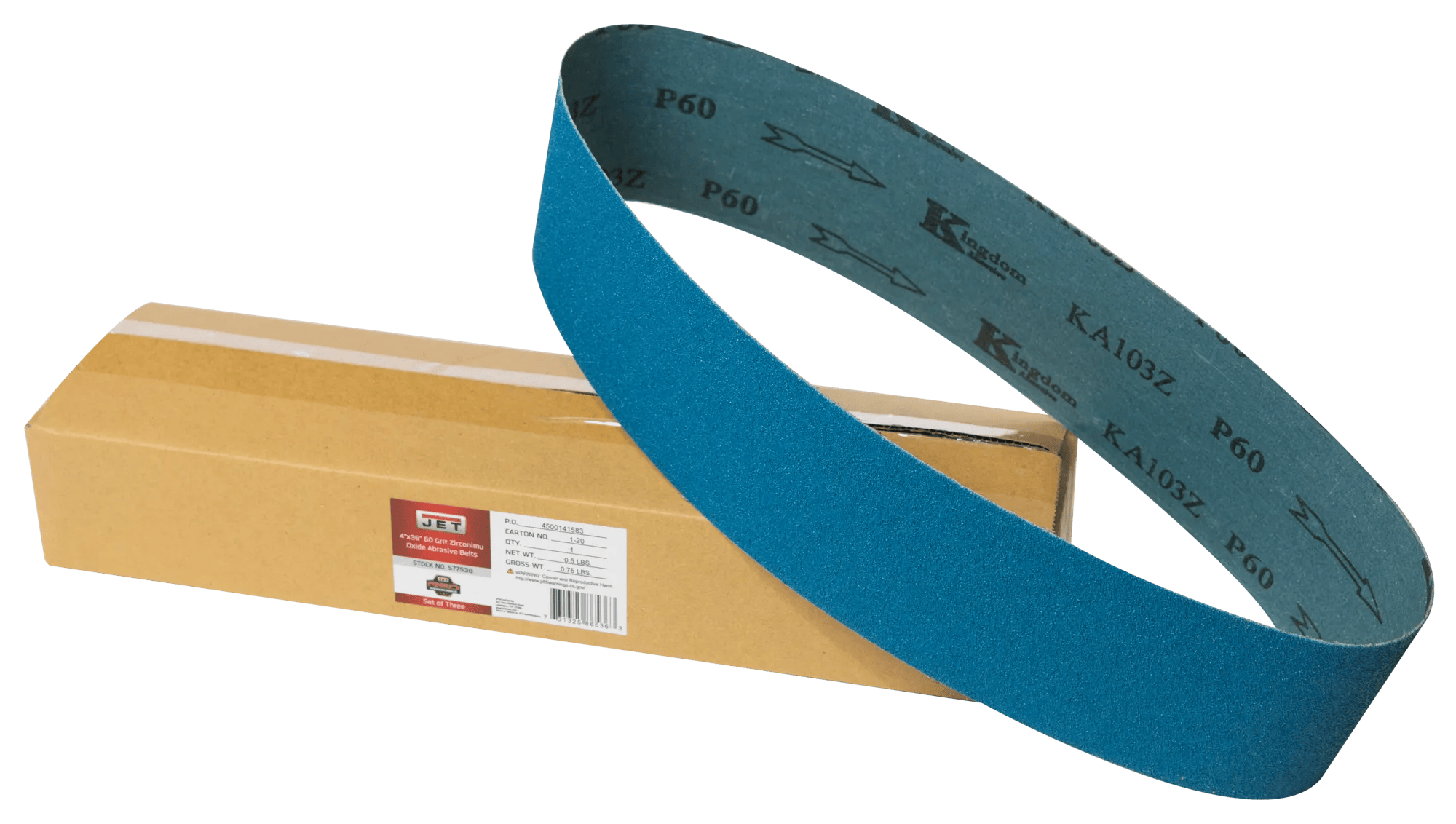Zirconium Oxide Sanding Belts, 4" x 36", 40 Grit (3-Pack)