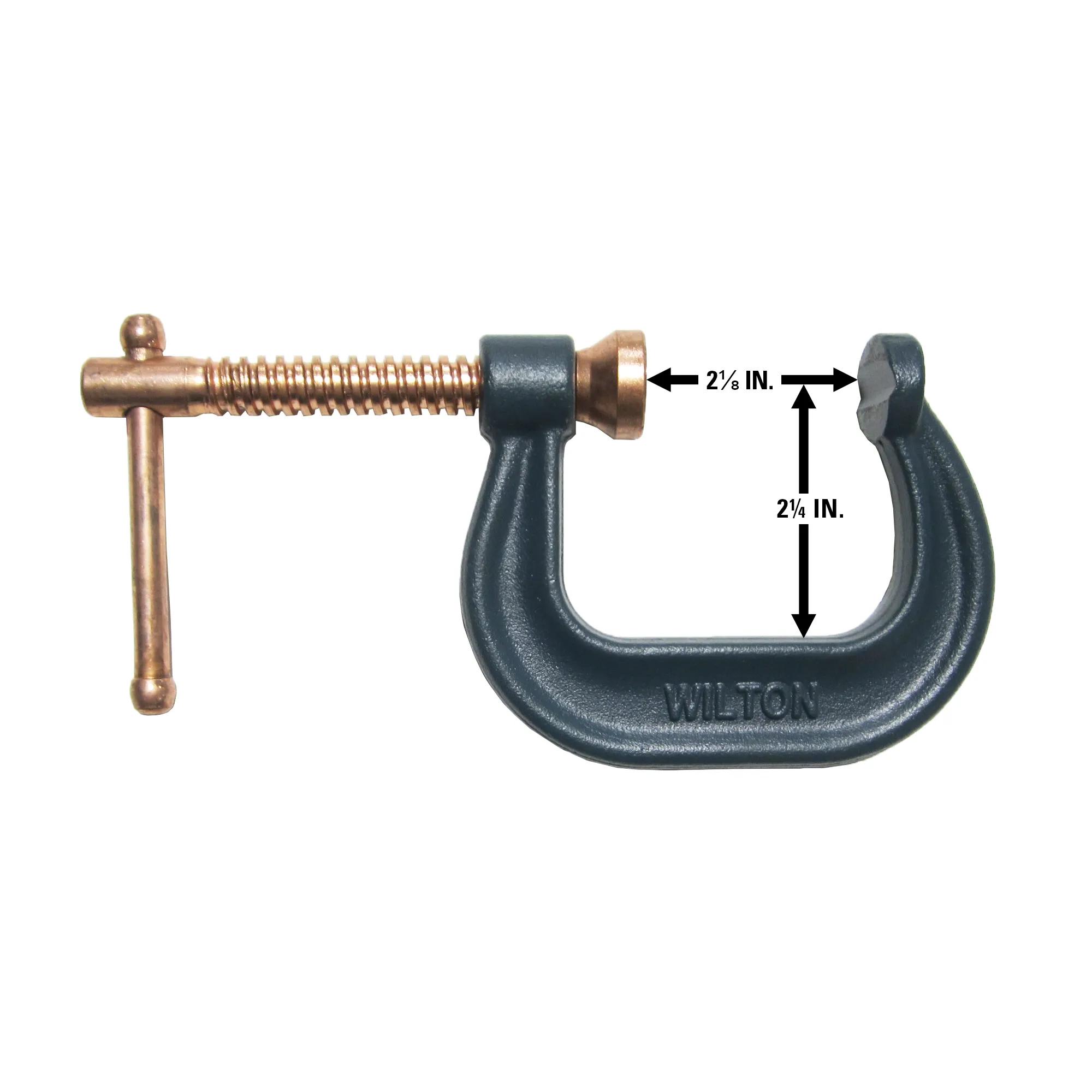 Spark-Duty Drop Forged C-Clamps, 0 - 2-1/8 in. Opening, 2-1/4 in. Throat Depth
