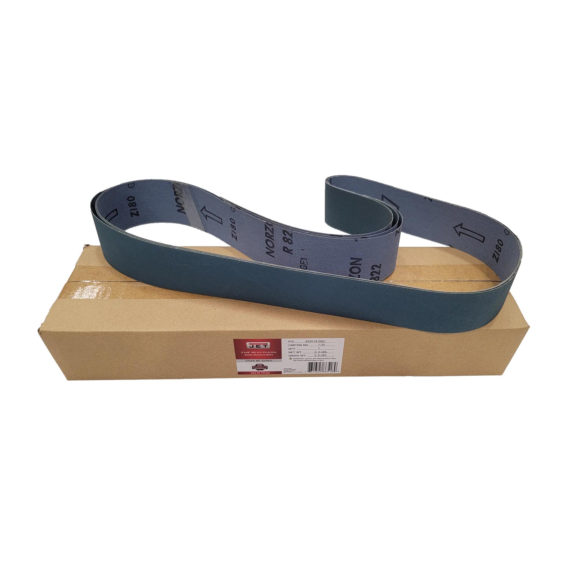 Zirconium Oxide Sanding Belts, 2" x 48", 60 Grit (3-Pack)