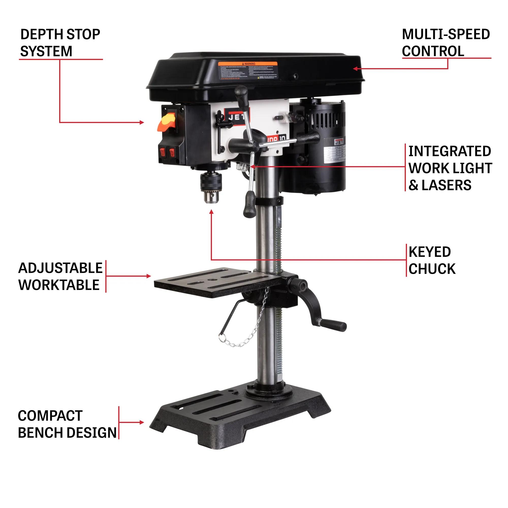 10" Benchtop Drill Press, 0.33HP, 120V 1PH(JWBS-10)