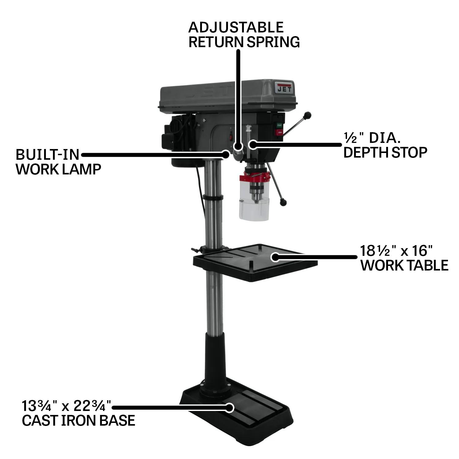 20" Floor Drill Press, 1.5HP, 115/230V 1PH(JDP-20MF)